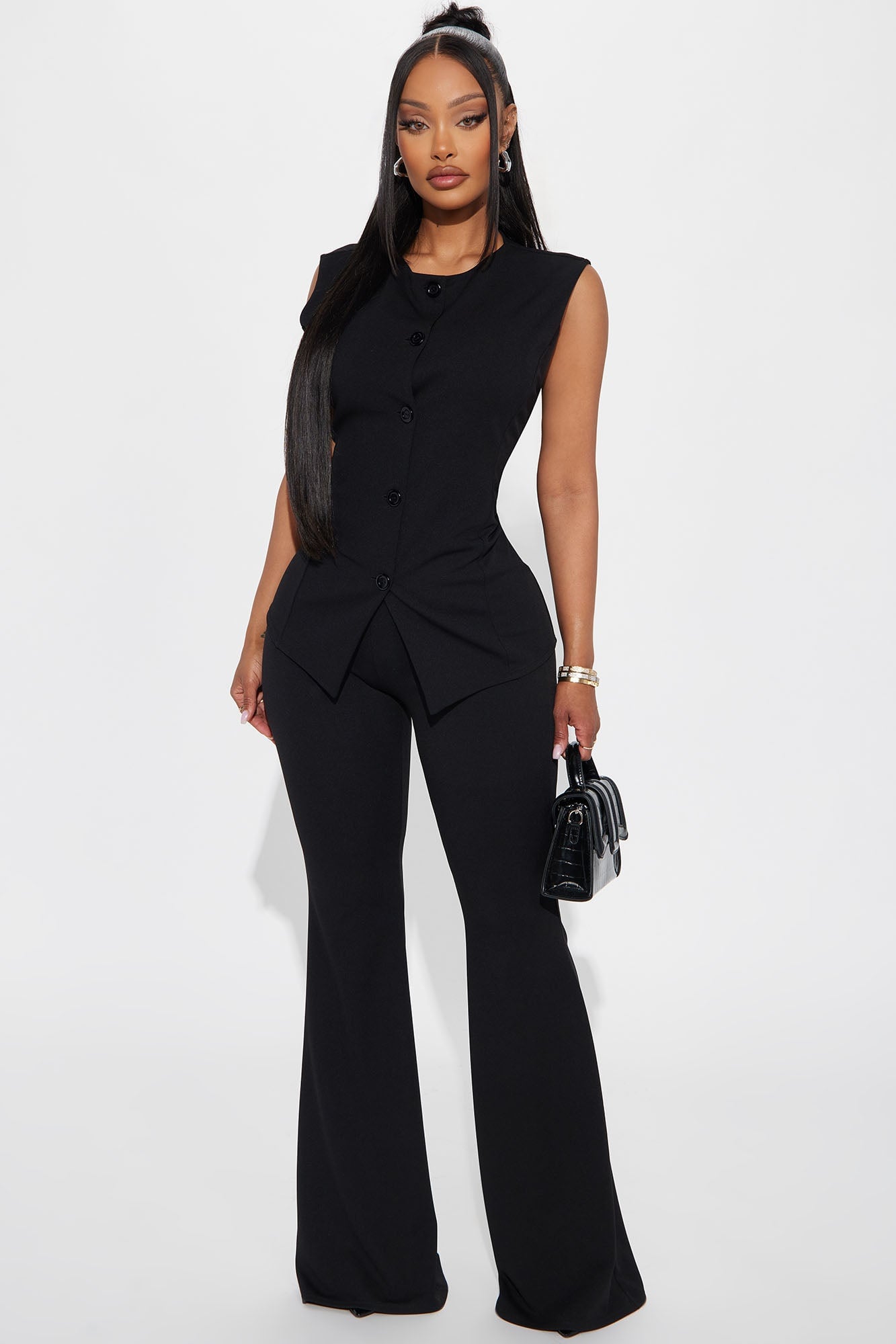 Office Sweetheart Vest Pant Set - Black image 4