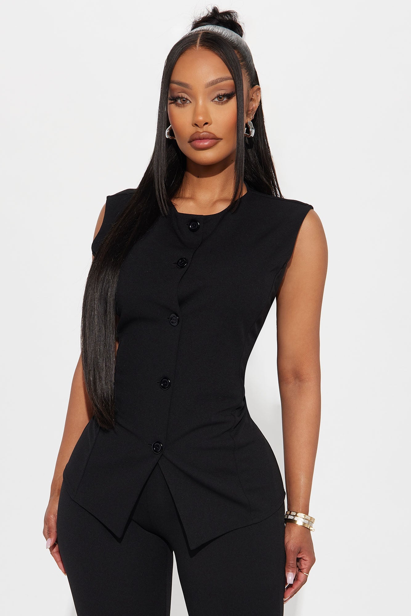 Office Sweetheart Vest Pant Set - Black image 5