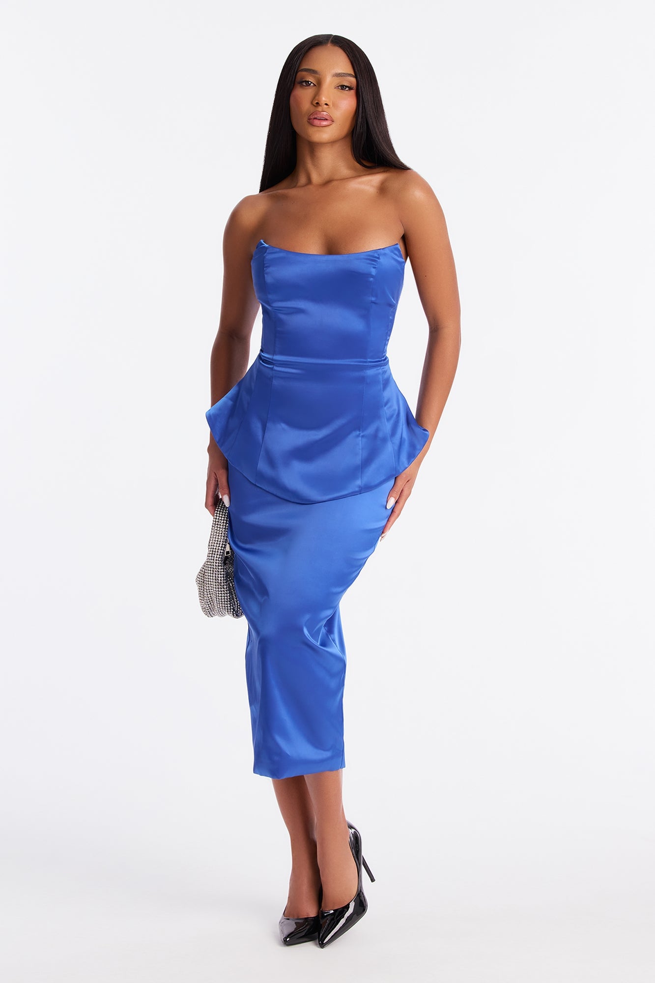 Darling Mine Satin Midi Dress - Royal image 5