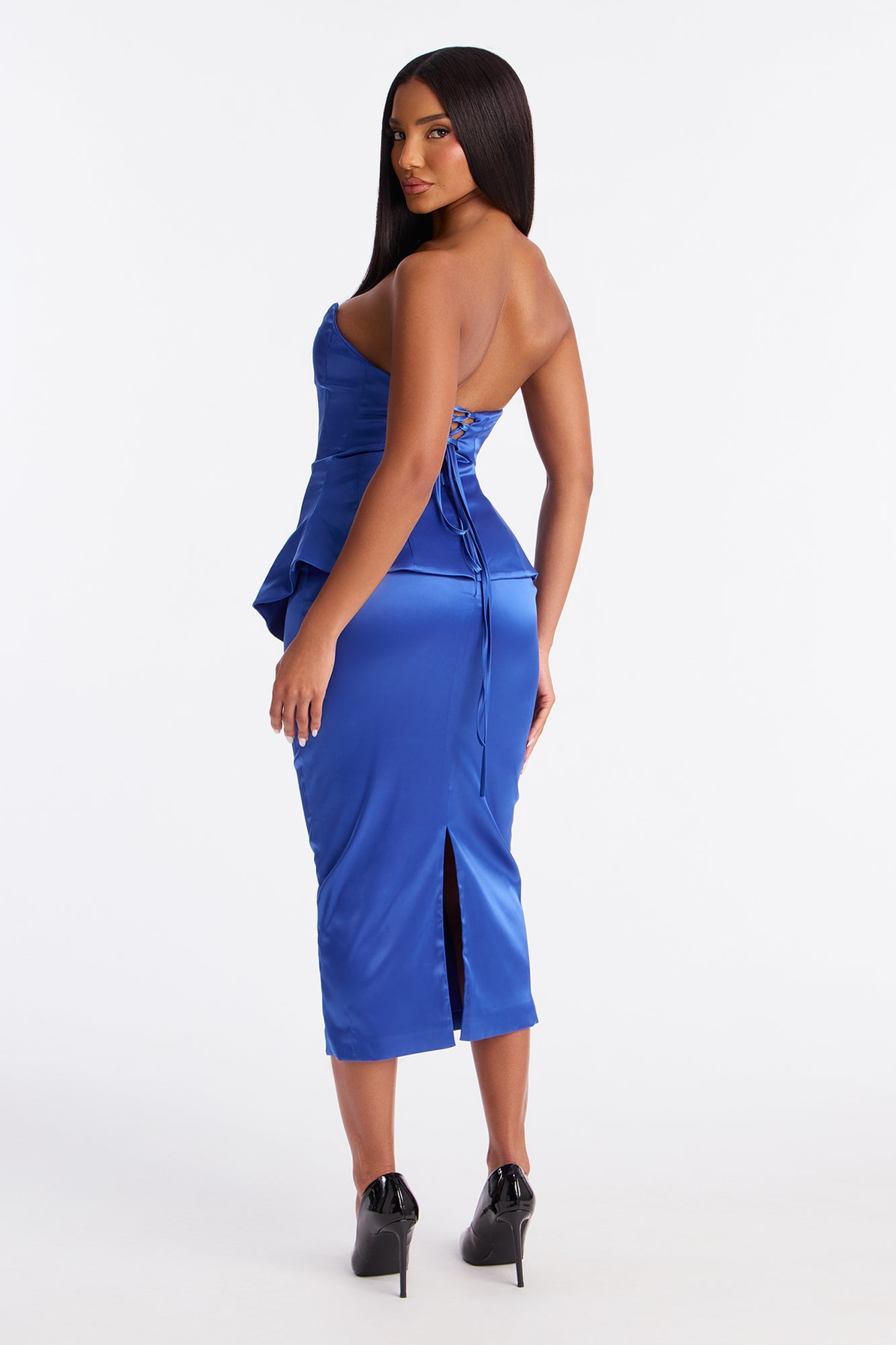 Darling Mine Satin Midi Dress - Royal image 8