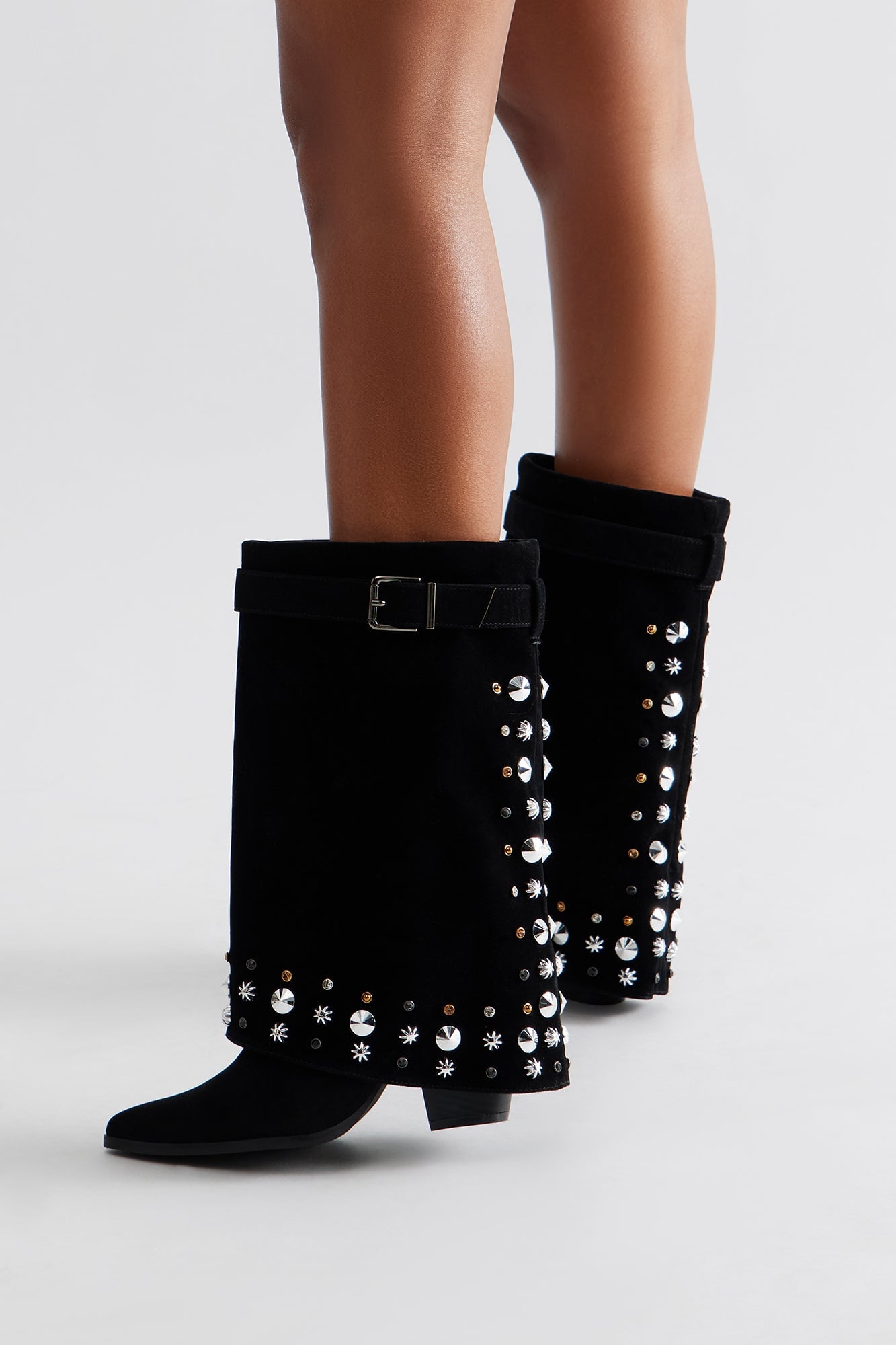 Georgine Studded Overlay Boots - Black image 3
