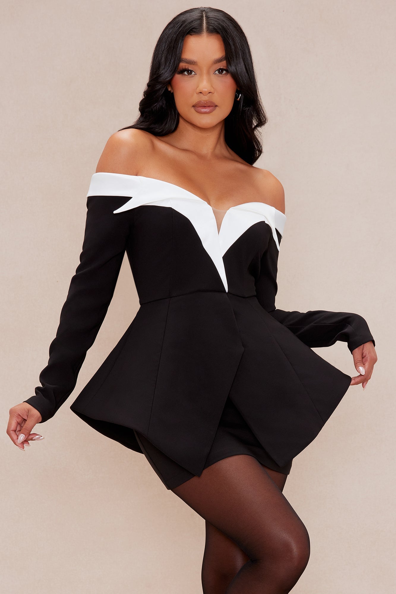 Lizette Off Shoulder Mini Dress - Black image 2