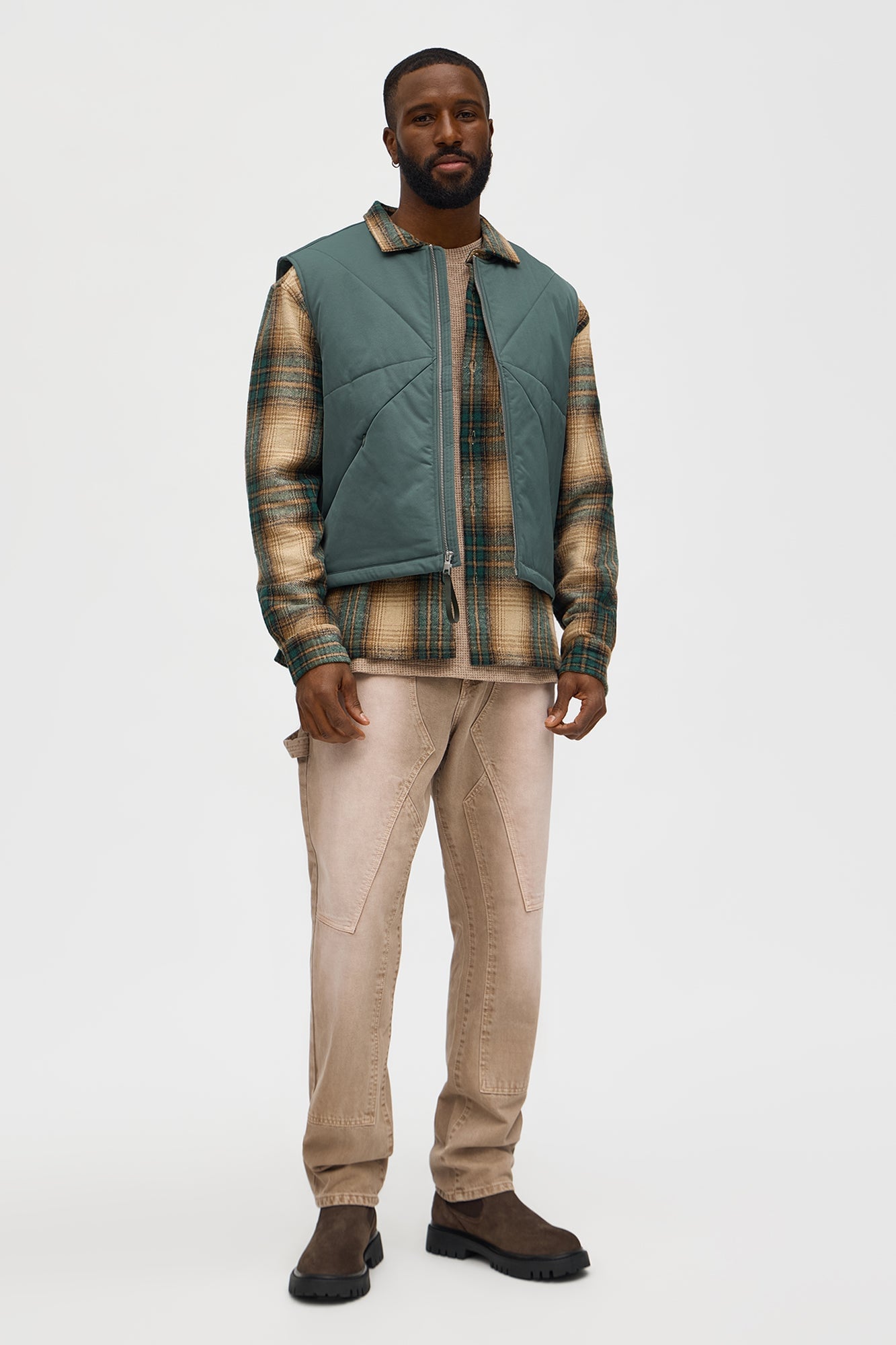 Look At Me Paneled Padded Vest - Olive image 6