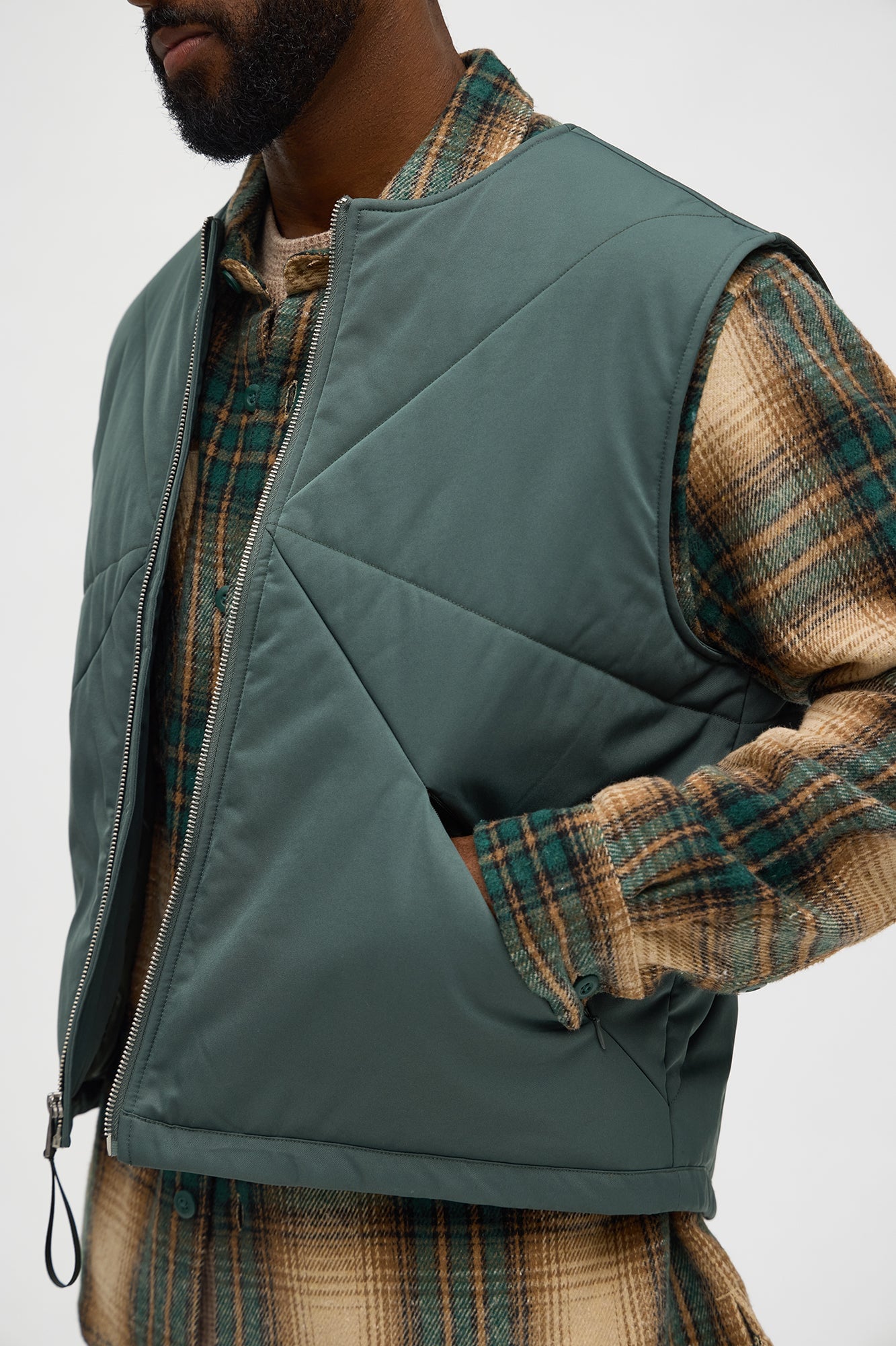 Look At Me Paneled Padded Vest - Olive image 7