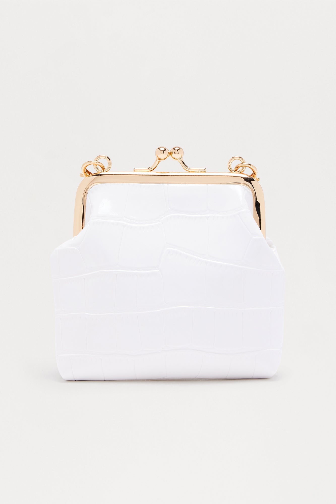 Little Keepsake Embossed Croc Faux Leather Coin Purse - White image 3