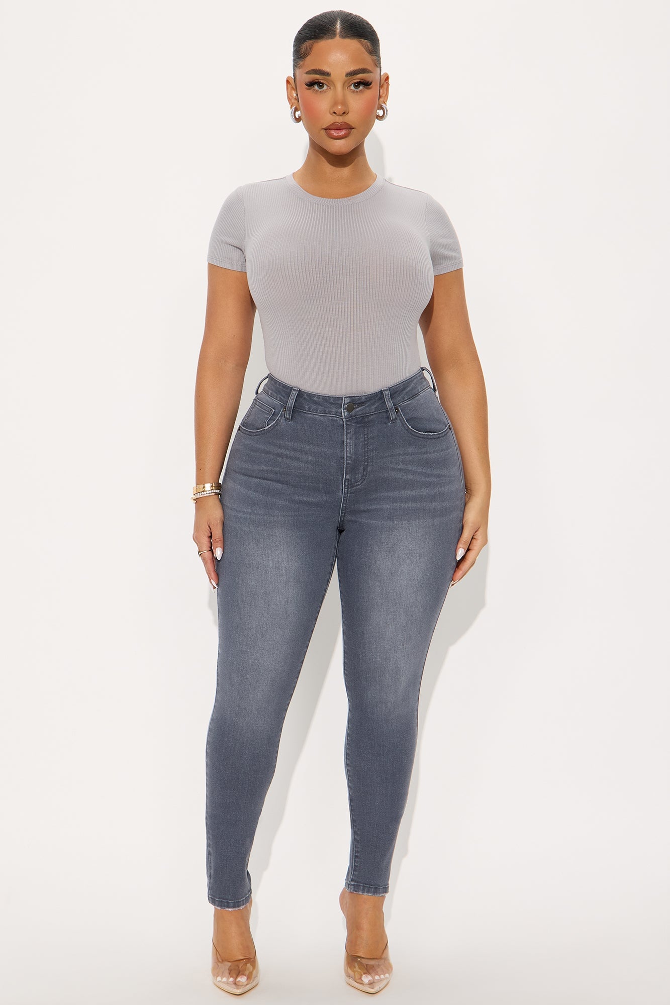Aliza Ribbed Bodysuit - Grey image 6