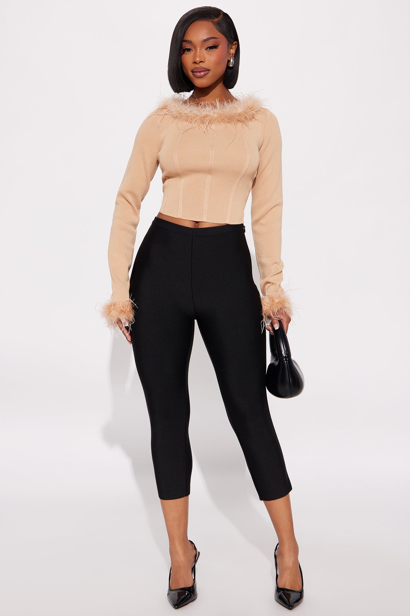 Party For Two Feather Sweater Top - Tan image 2