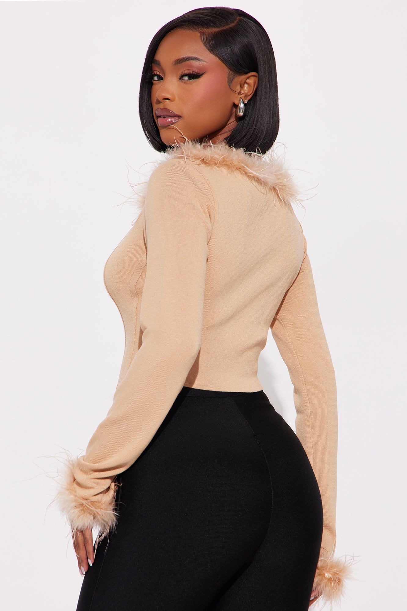 Party For Two Feather Sweater Top - Tan image 3