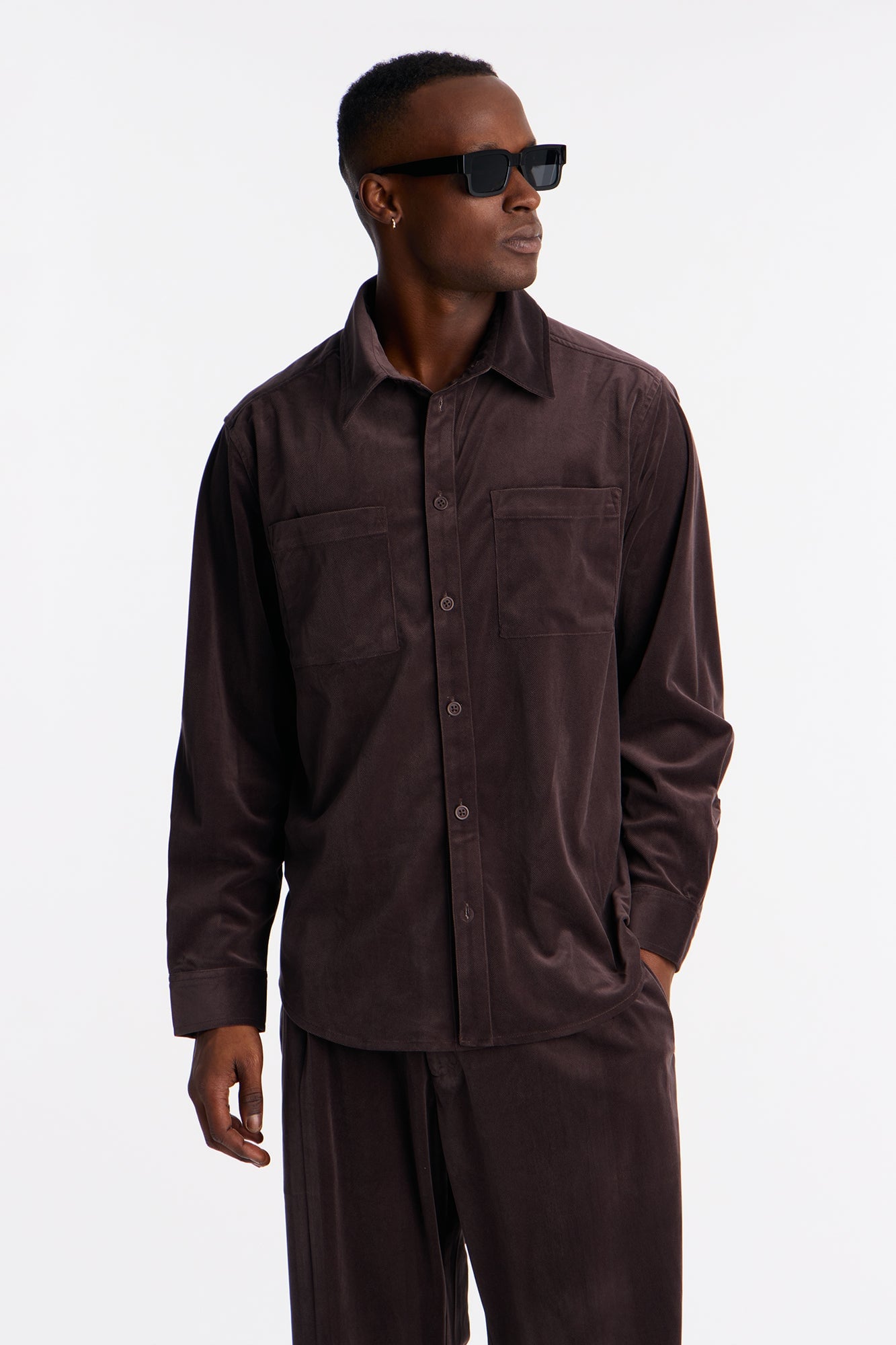 Relaxed Lincoln Park Textured Button Up Shirt - Brown image 5