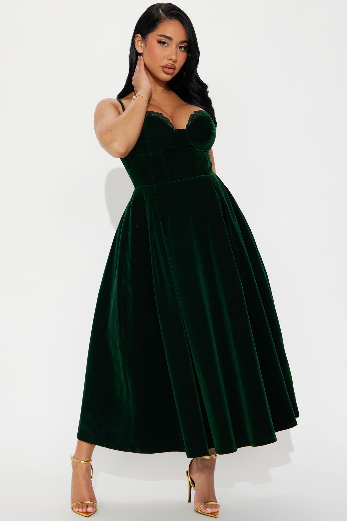 Julia Velvet Midi Dress - Hunter image 4