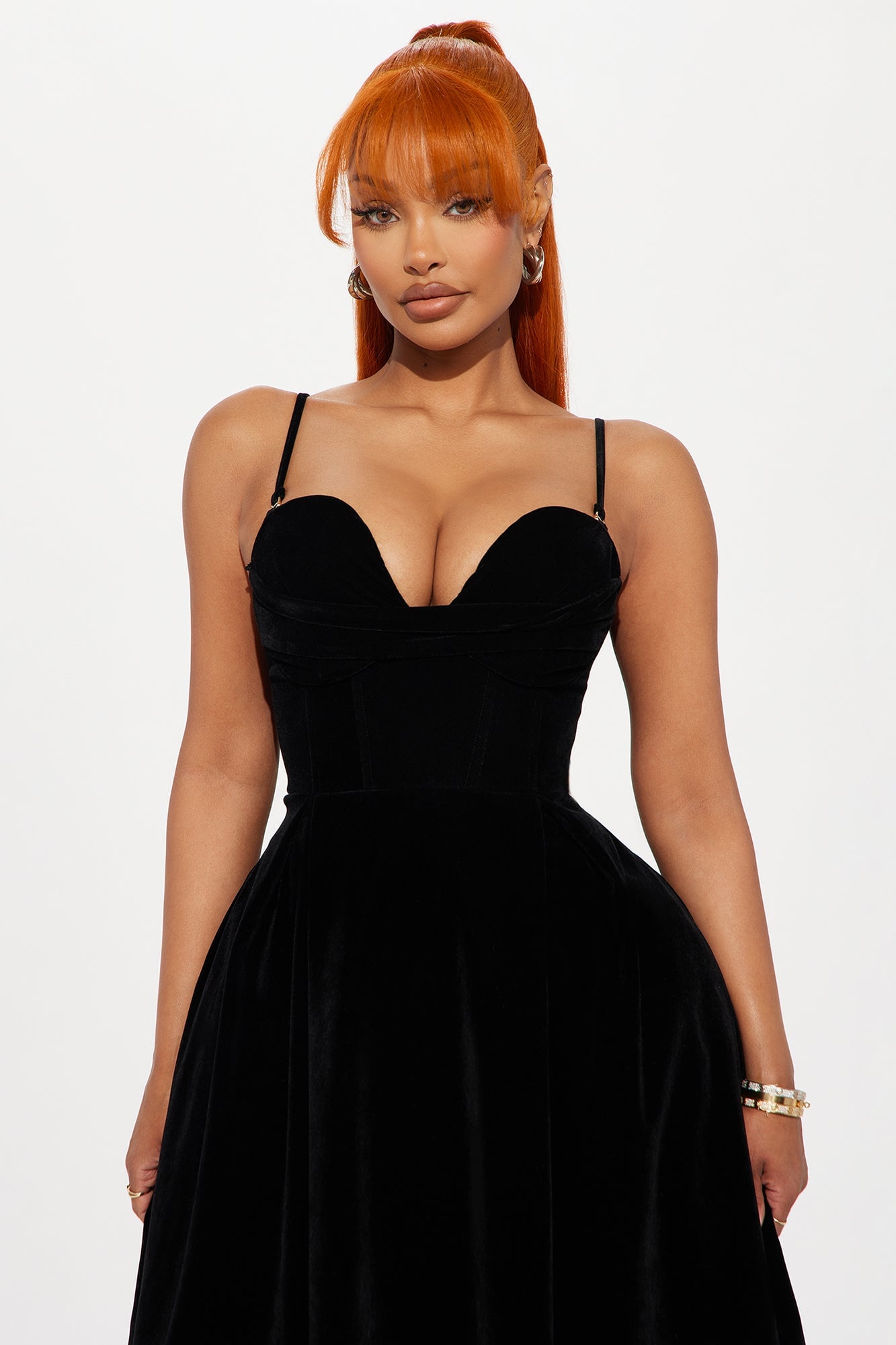 Head Over Heels Velvet Midi Dress - Black image 5