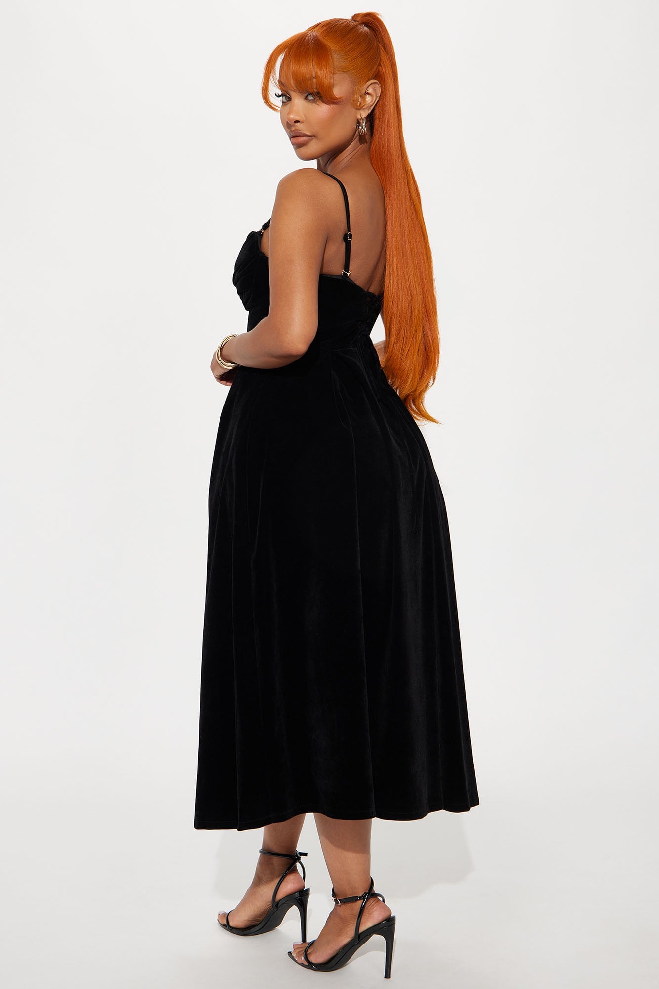 Head Over Heels Velvet Midi Dress - Black image 6