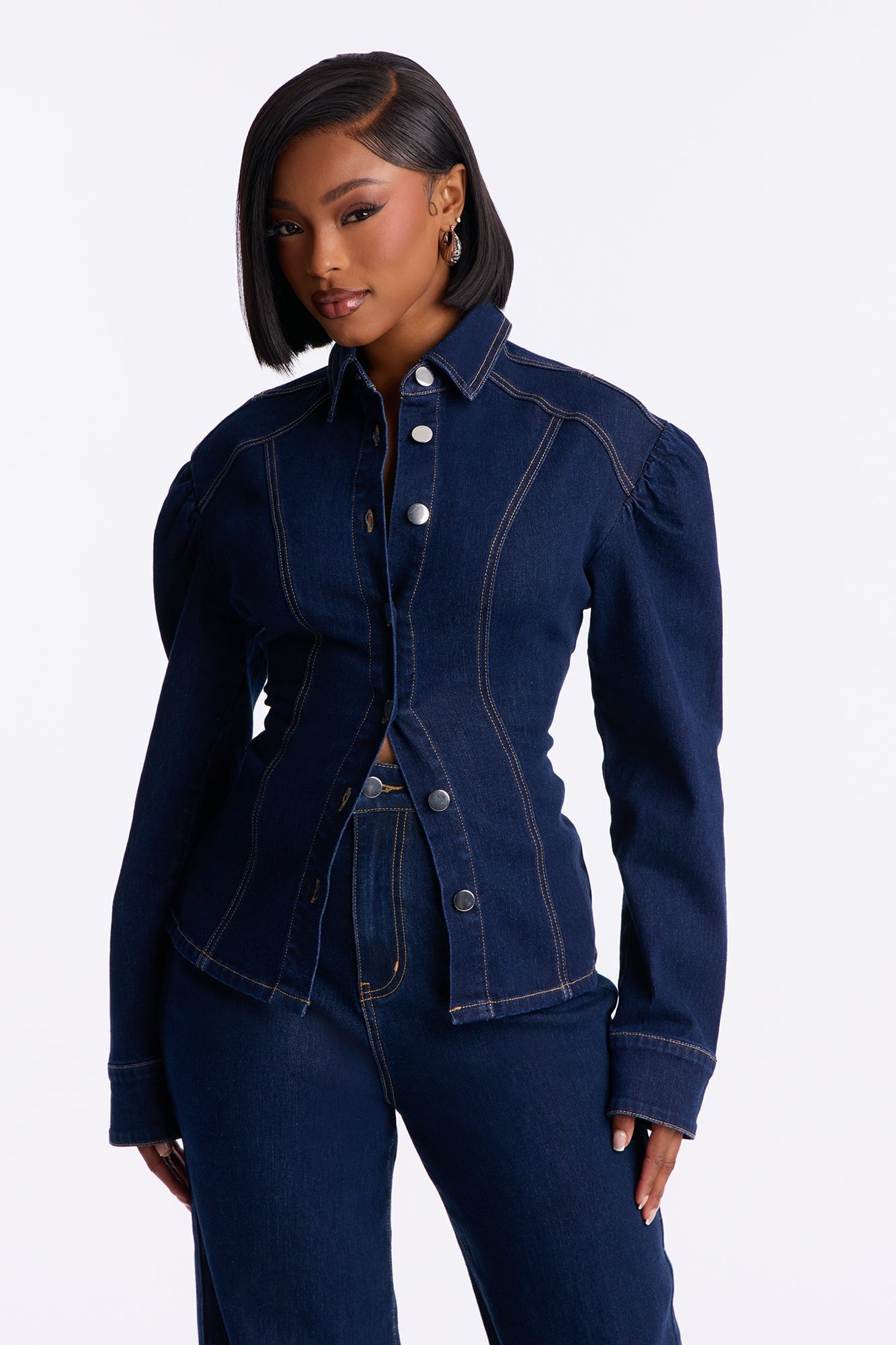 Bold Moves Denim Wide Leg Pant Set - Dark Wash image 5