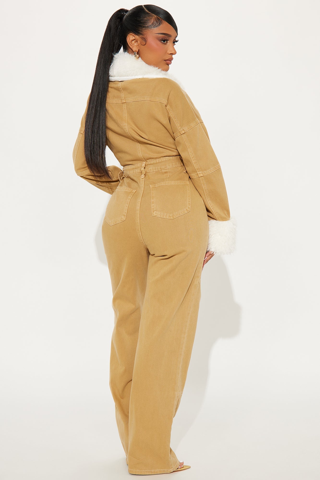 Just How I Like It Denim Jumpsuit - Khaki image 7