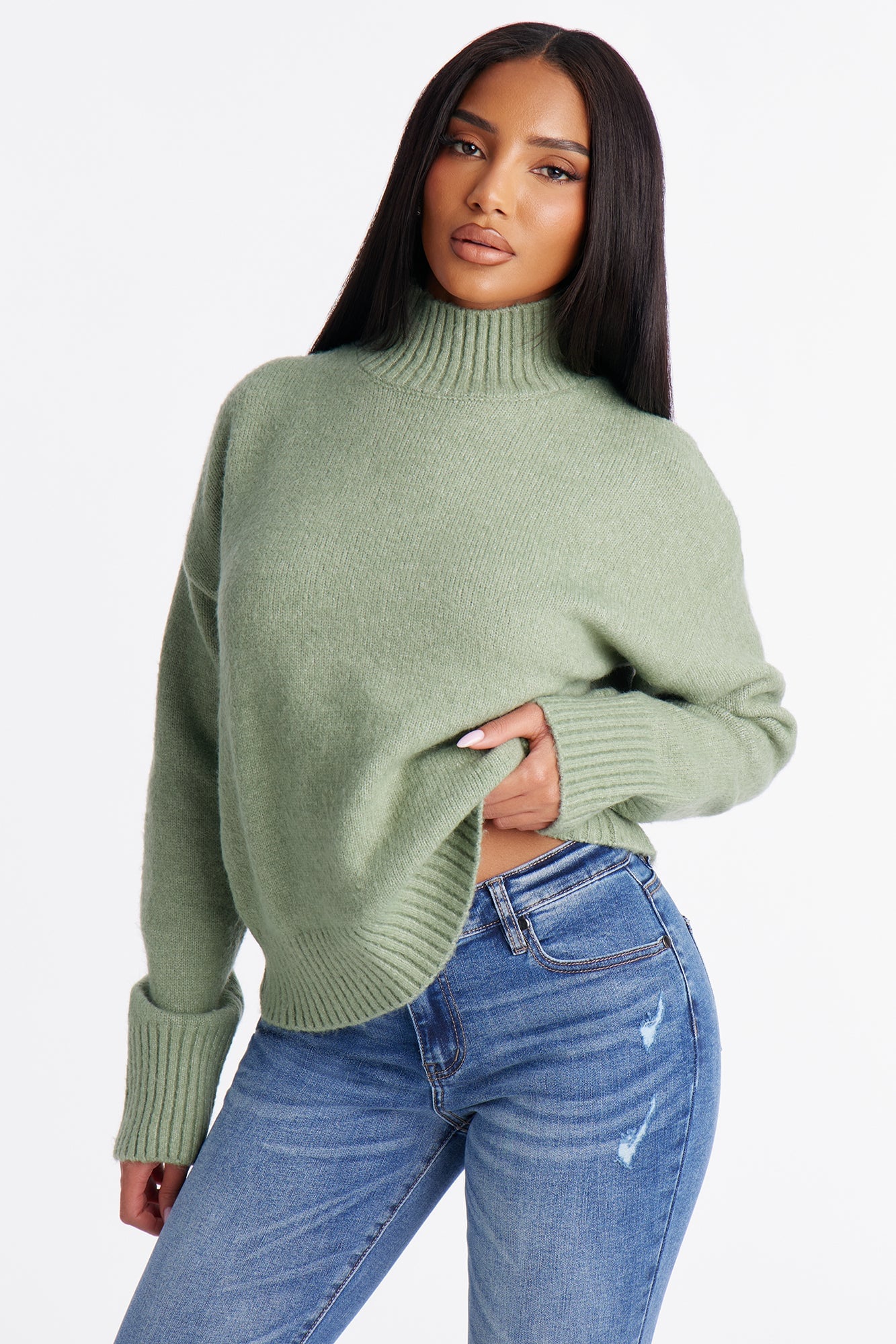 Jesse Mock Neck Sweater - Sage image 4