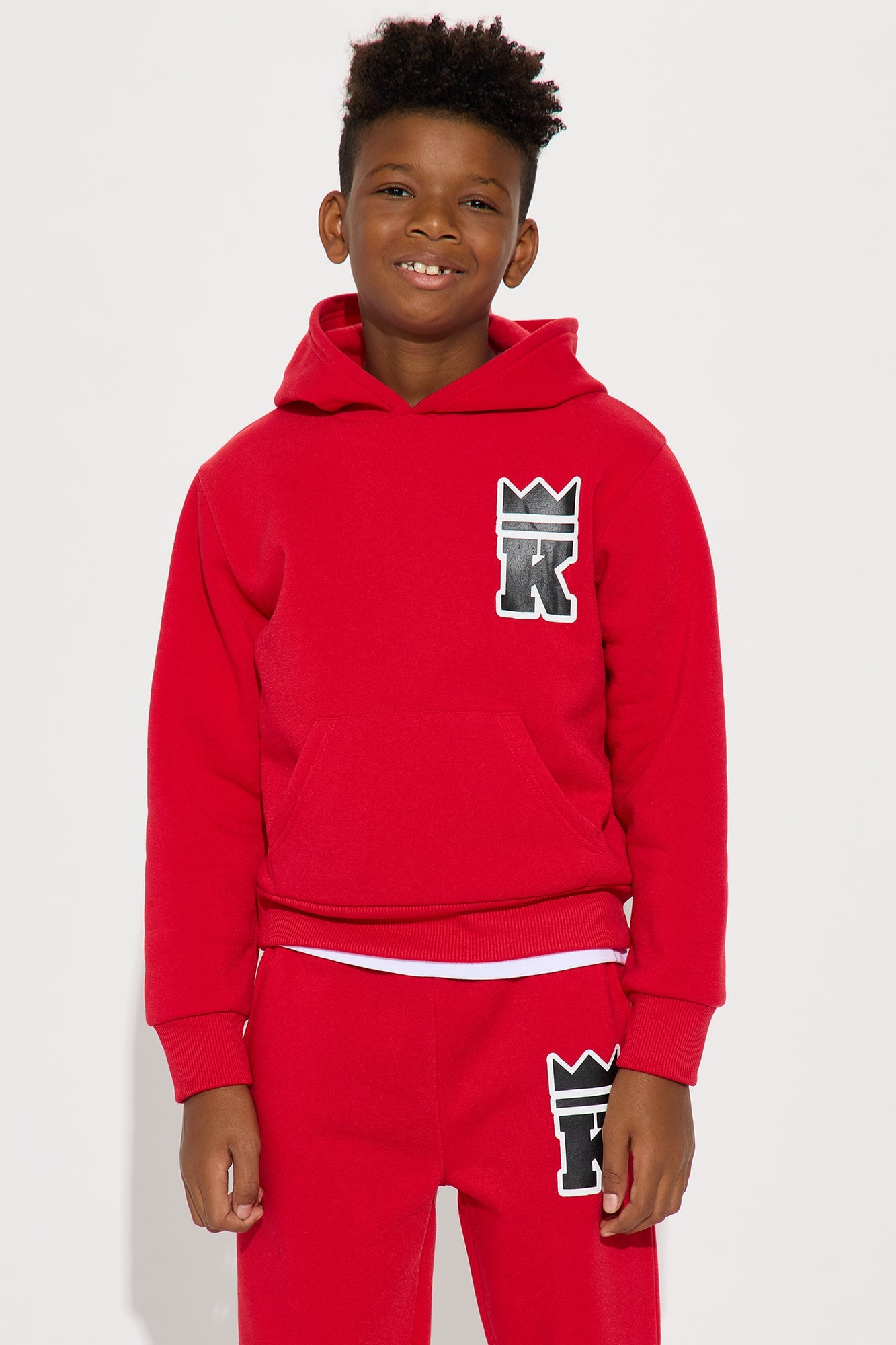 Mini He's Royalty Hoodie And Pant Set - Red image 2