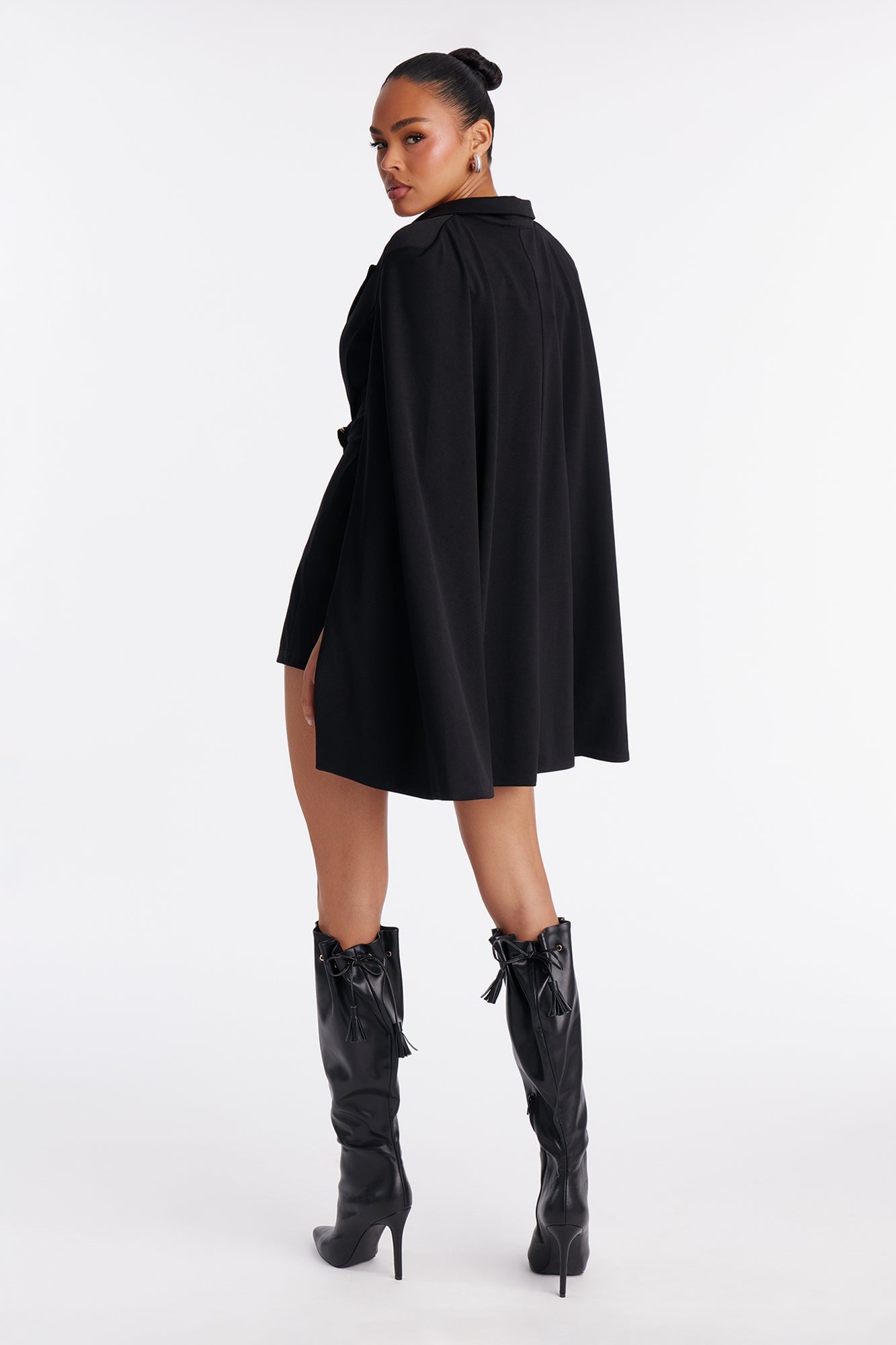 Hustler Empire Cape Sleeve Romper - Black image 7