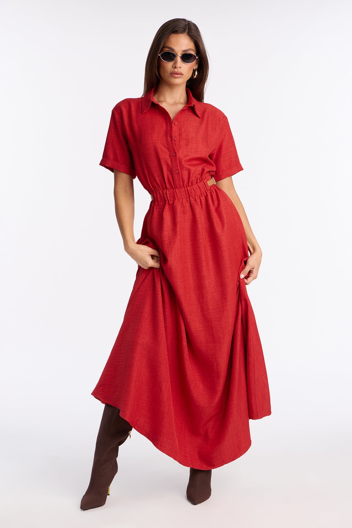 Georgiana Button Up Maxi Dress - Rust image 4