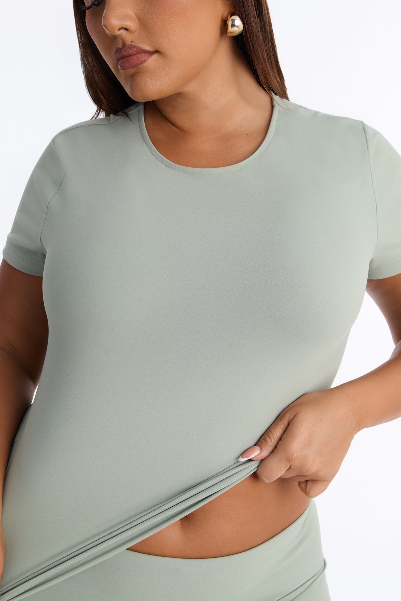 Myla Tricot Lounge Short Sleeve Top - Olive image 3