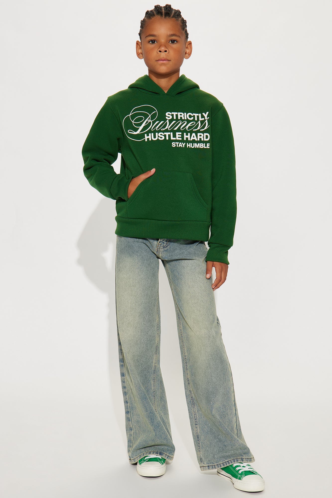 Mini Strictly Business Pullover Hoodie - Green image 2