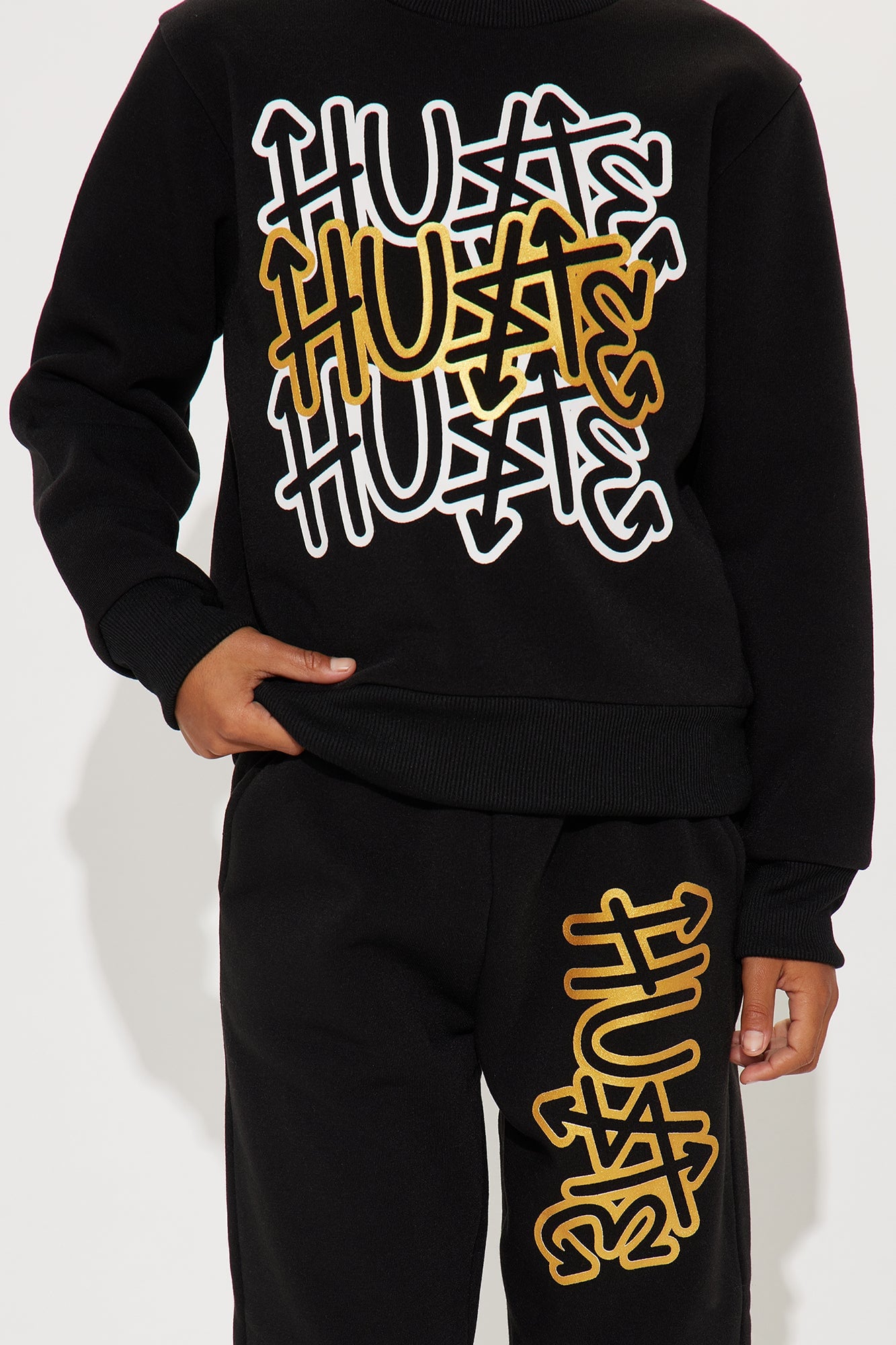 Mini Keep Hustling Sweatshirt And Jogger Pant Set - Black image 3