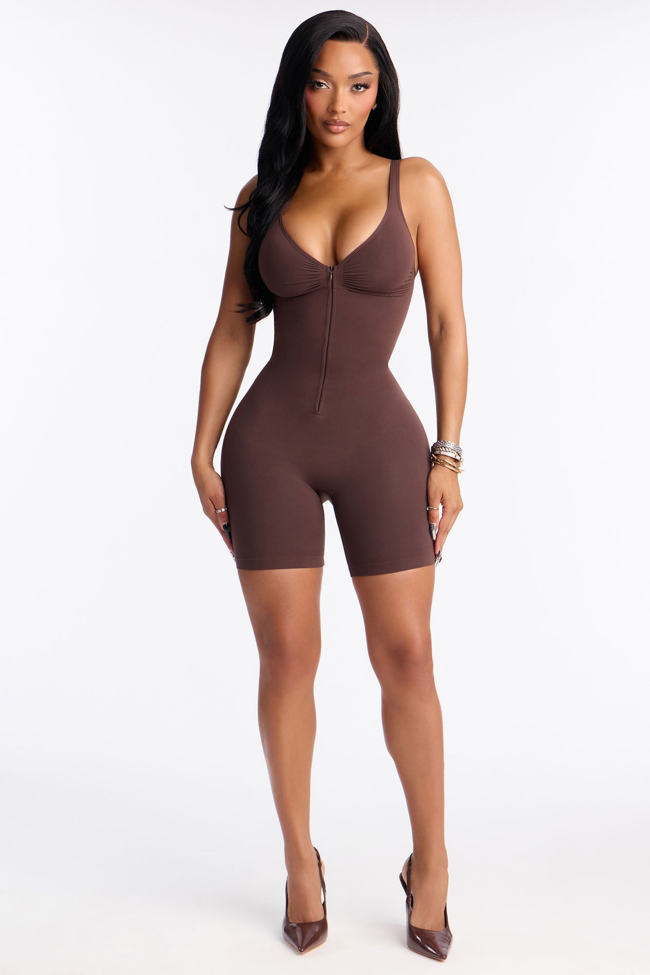 Dress Sculpt Seamless Strong Compression Zip Front Thigh Shaping Bodysuit - Coco image 4