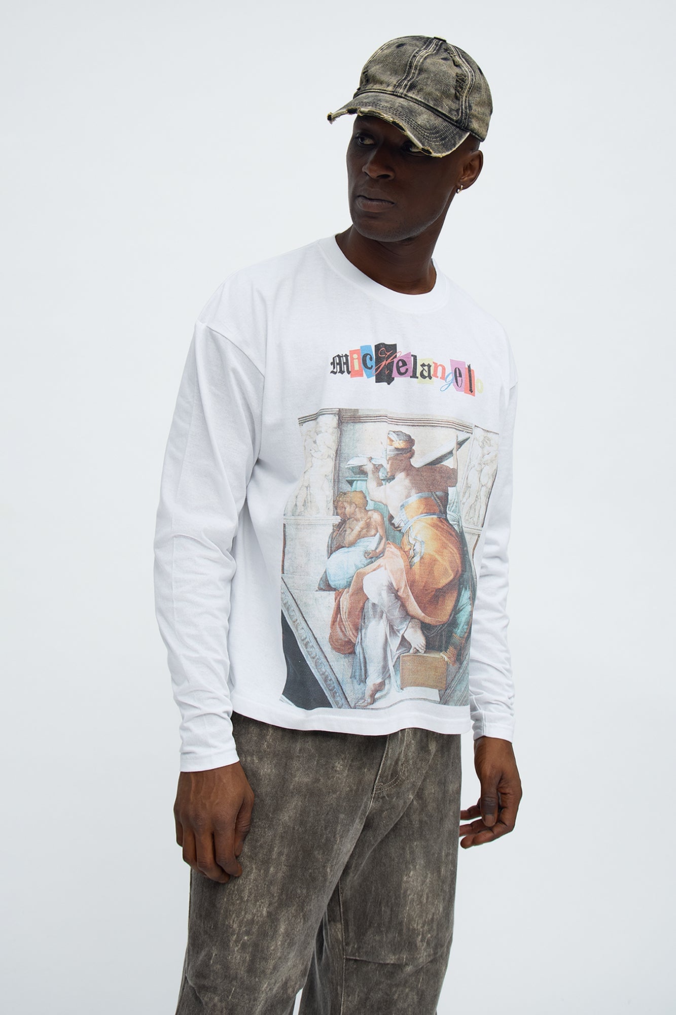 Michelangelo Florence Book Oversized Long Sleeve Tee - White image 5