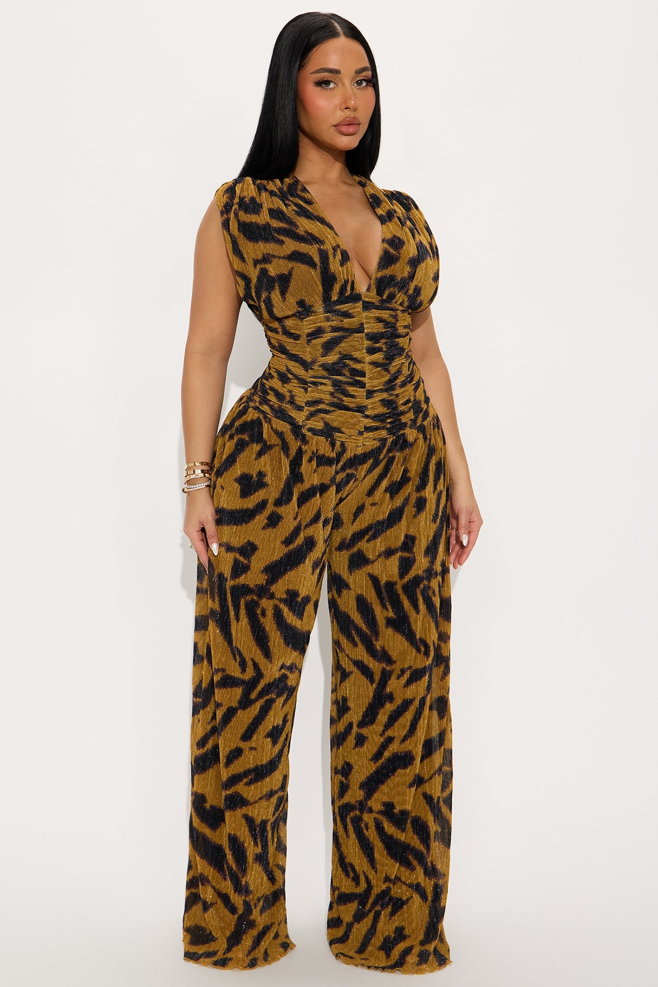 Animal Attraction Wide Leg Jumpsuit - Gold image 4