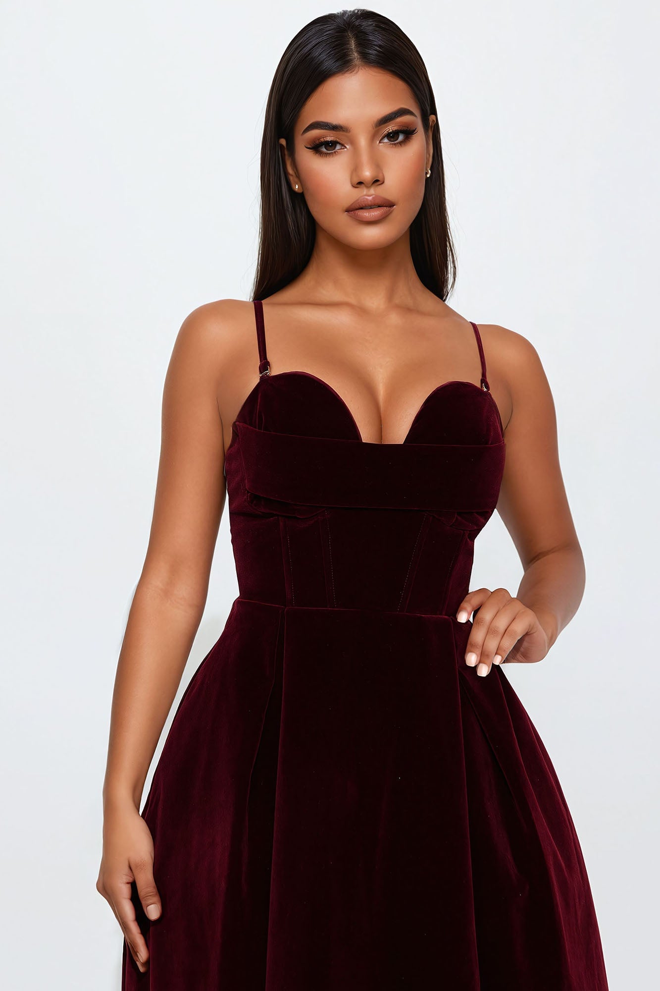 Head Over Heels Velvet Midi Dress - Wine image 5