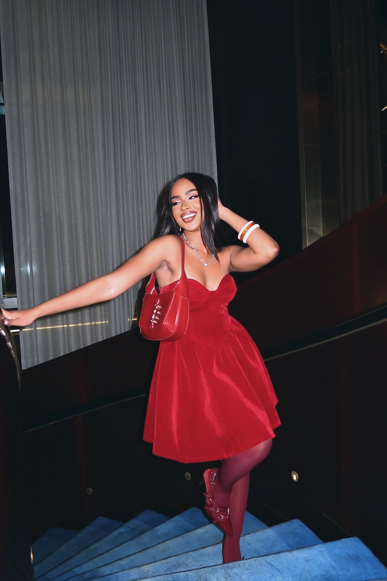 Joyce Velvet Mini Dress - Wine image 4