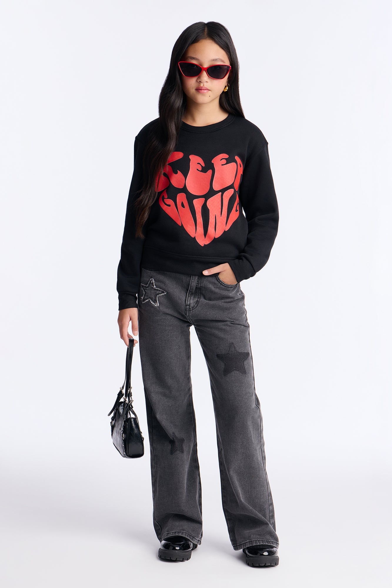 Mini Keep Going Crew Neck Sweatshirt - Black image 3