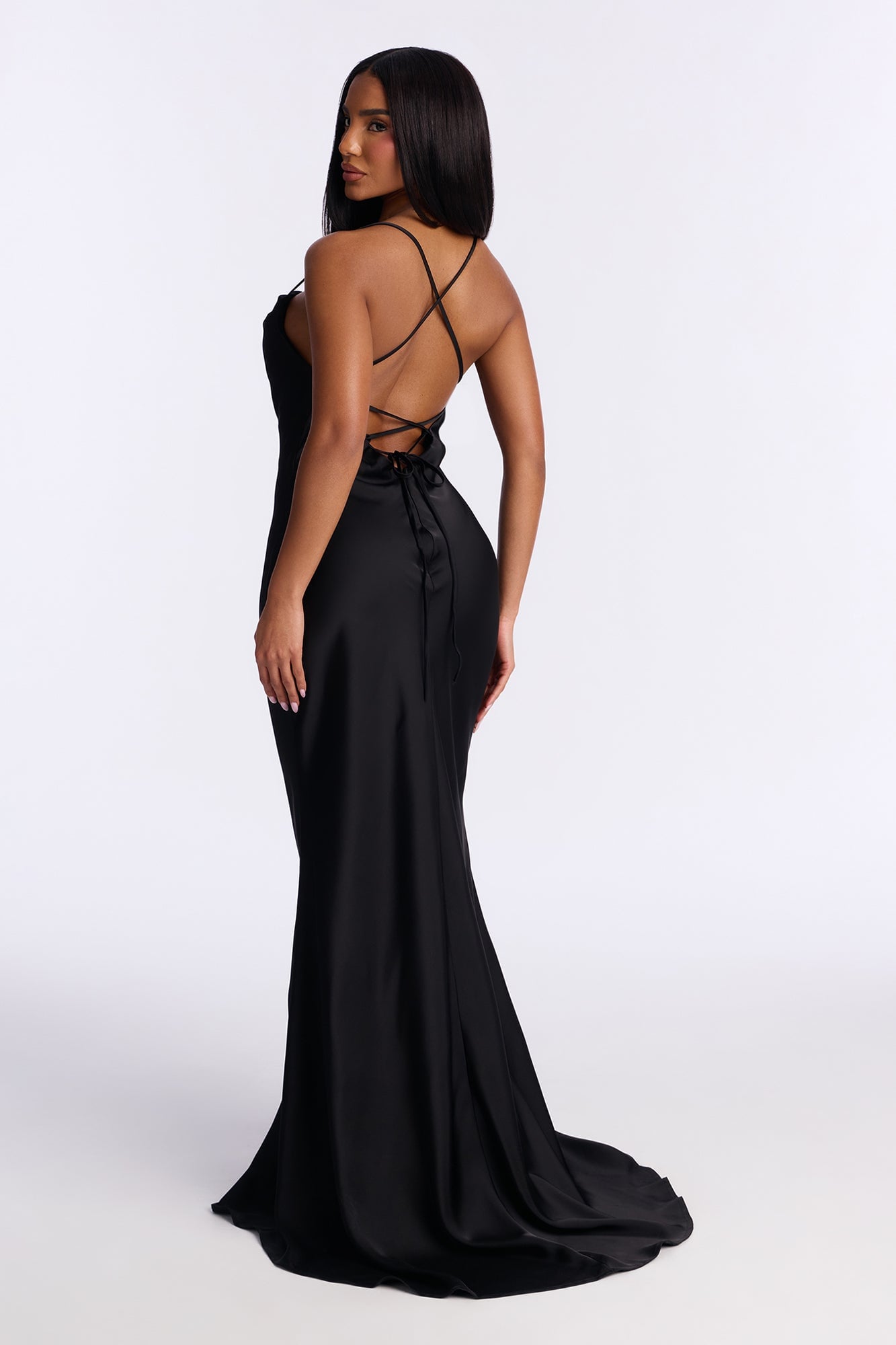 Elegant Evening Satin Gown And Jacket Set - Black image 4