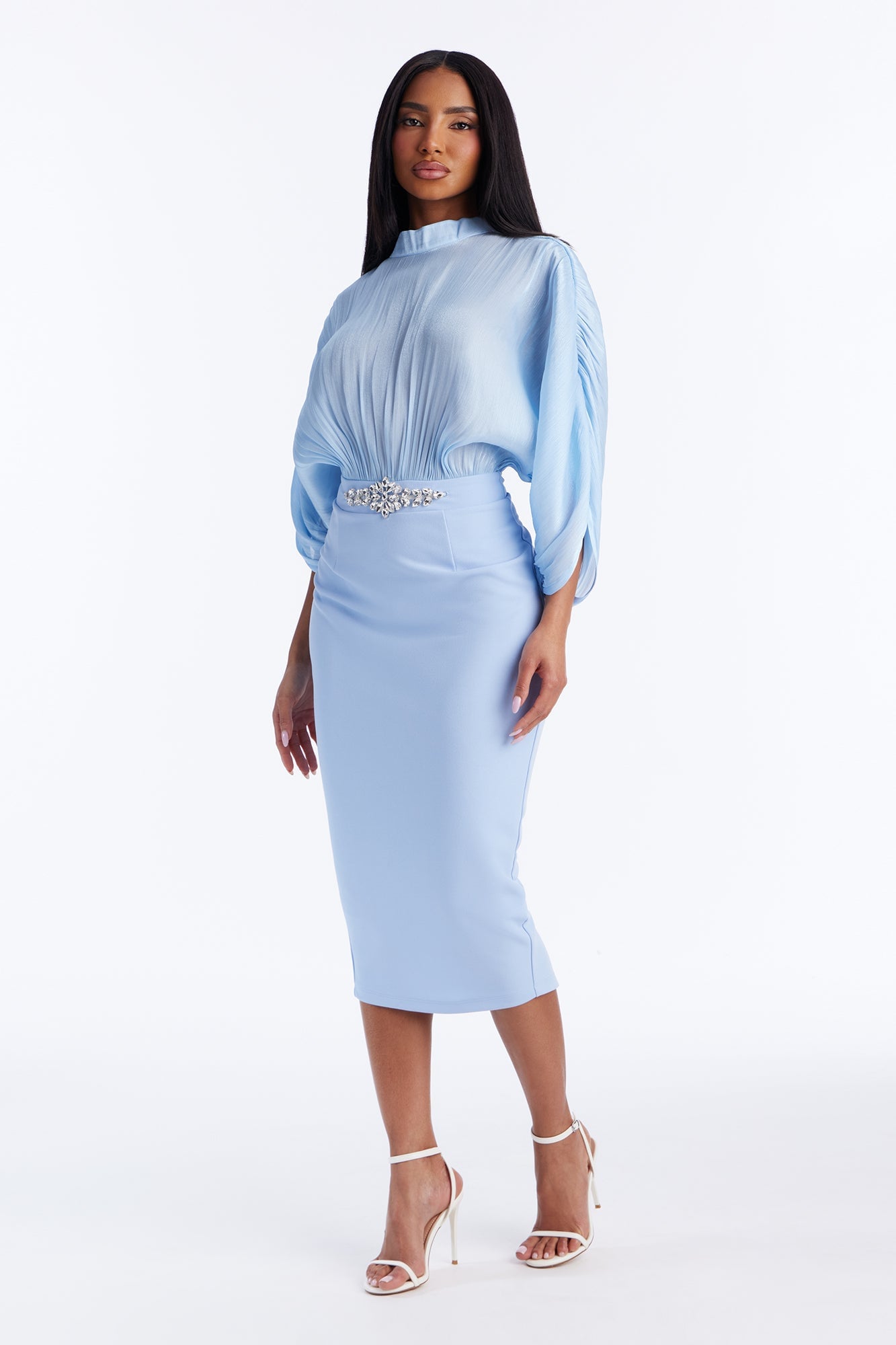 Chelsea Long Sleeve Midi Dress - Blue image 4