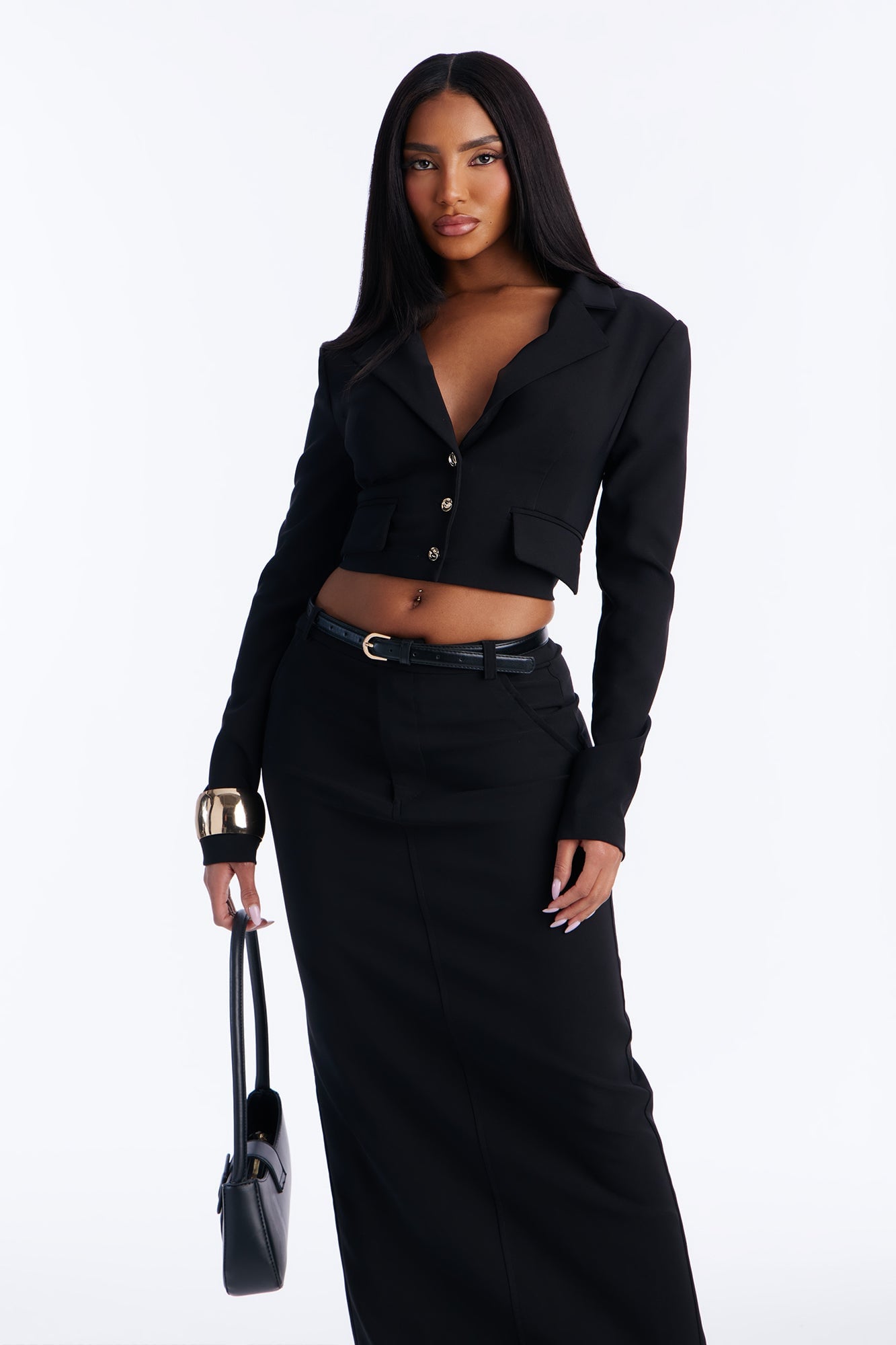 Milani Blazer Maxi Skirt Set - Black image 5