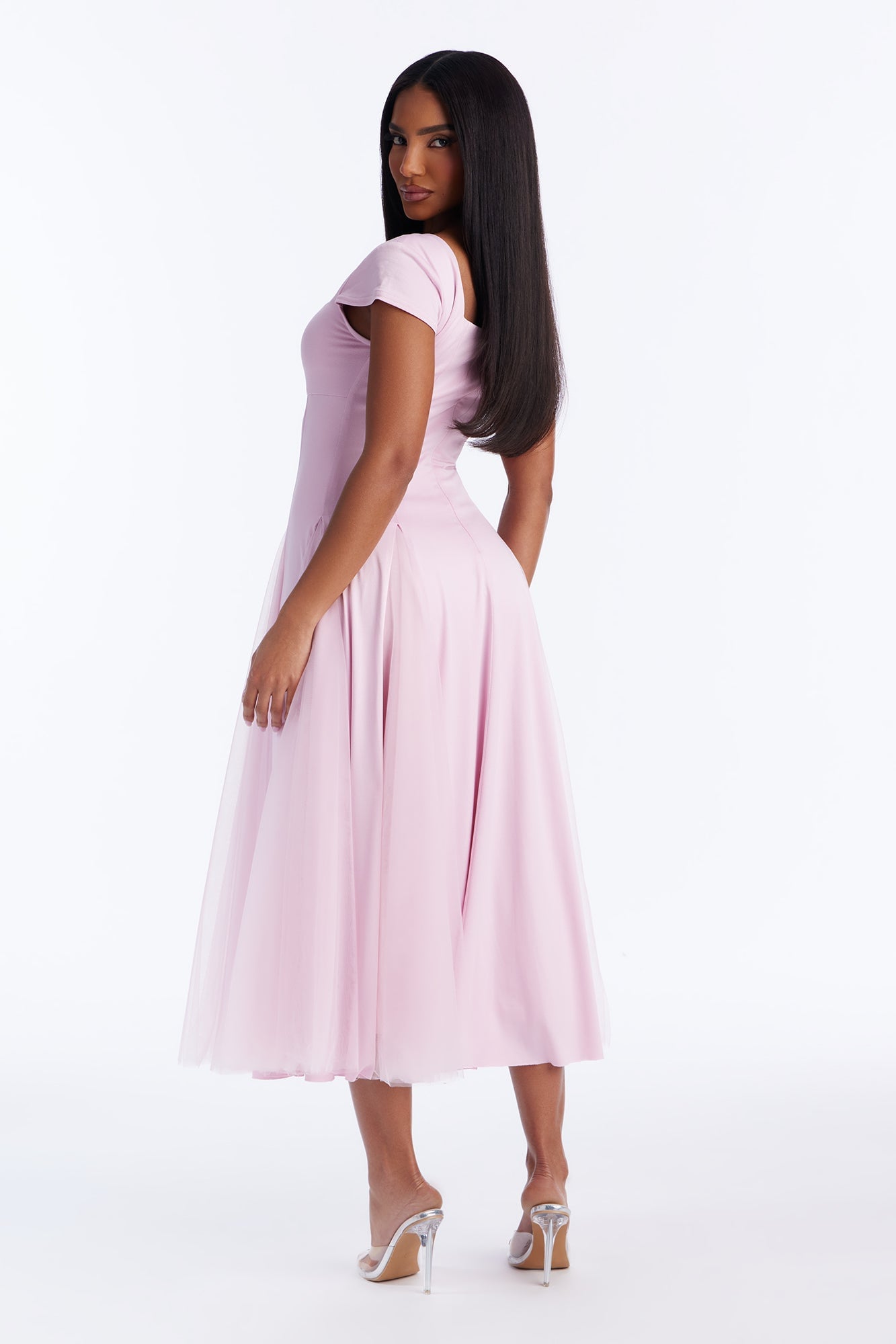 Naya Tulle Skirt Midi Dress - Pink image 5