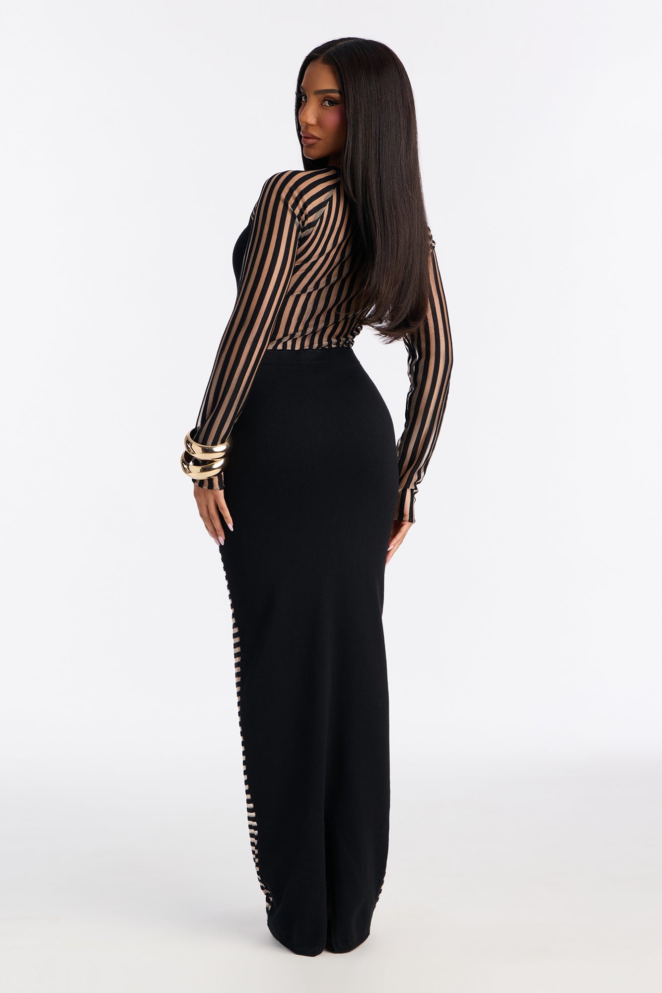 Sleeker Than You Striped Maxi Dress - Black image 7
