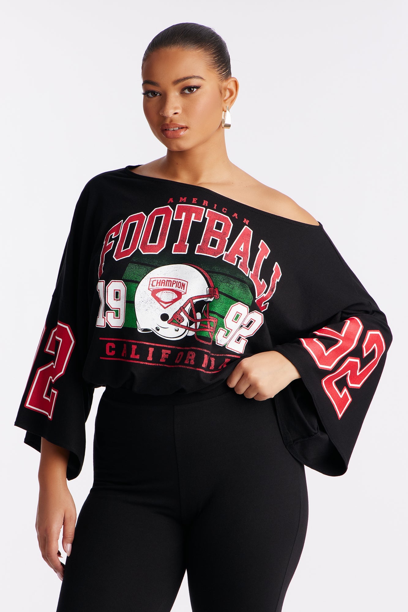 Game Day Off Shoulder Bodysuit Pant Set - Black image 6