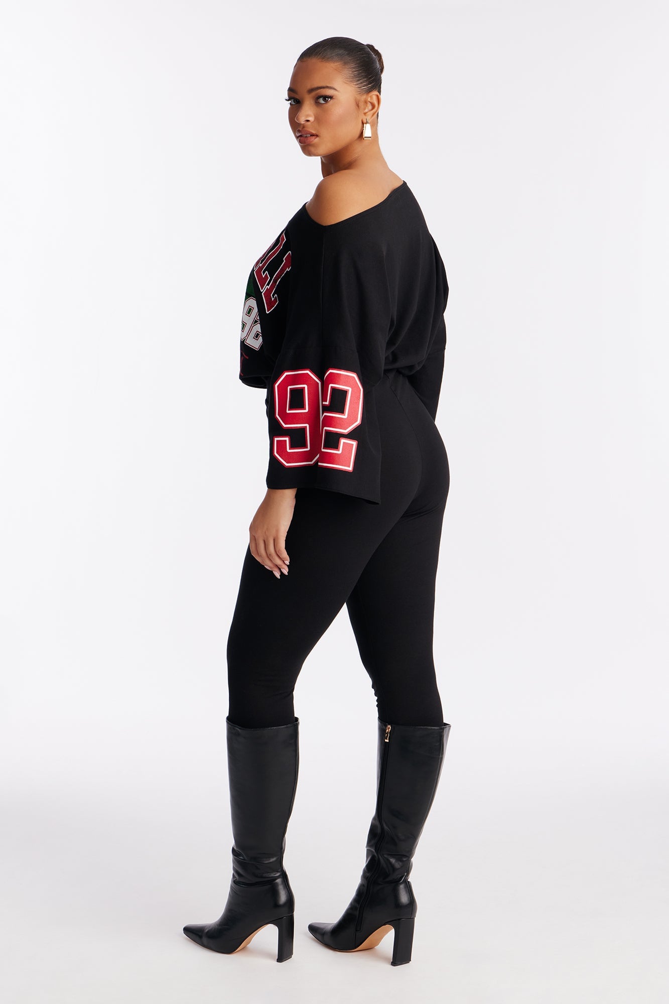 Game Day Off Shoulder Bodysuit Pant Set - Black image 7