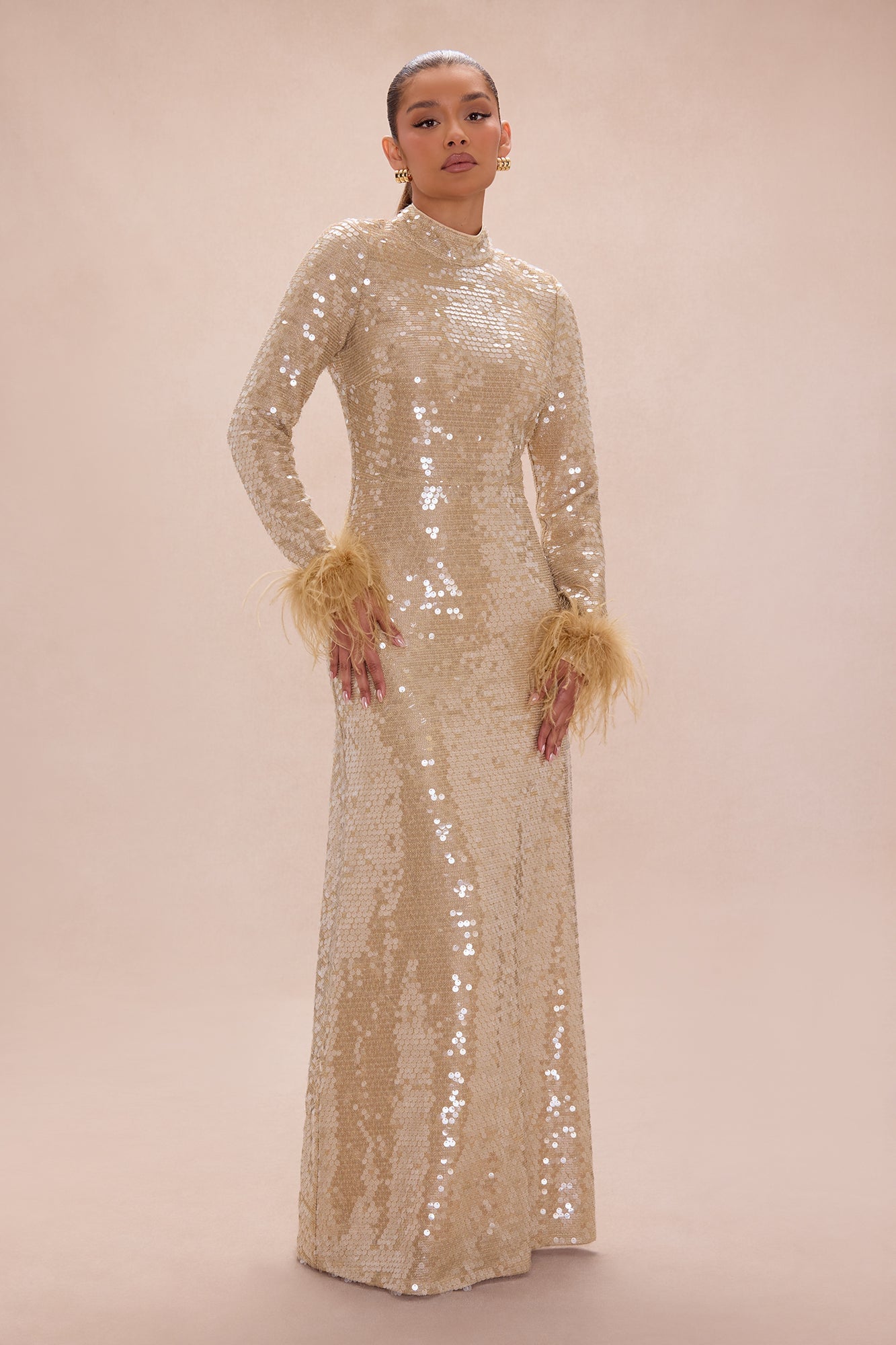 Elise Backless Sequin Maxi Dress - Gold image 1