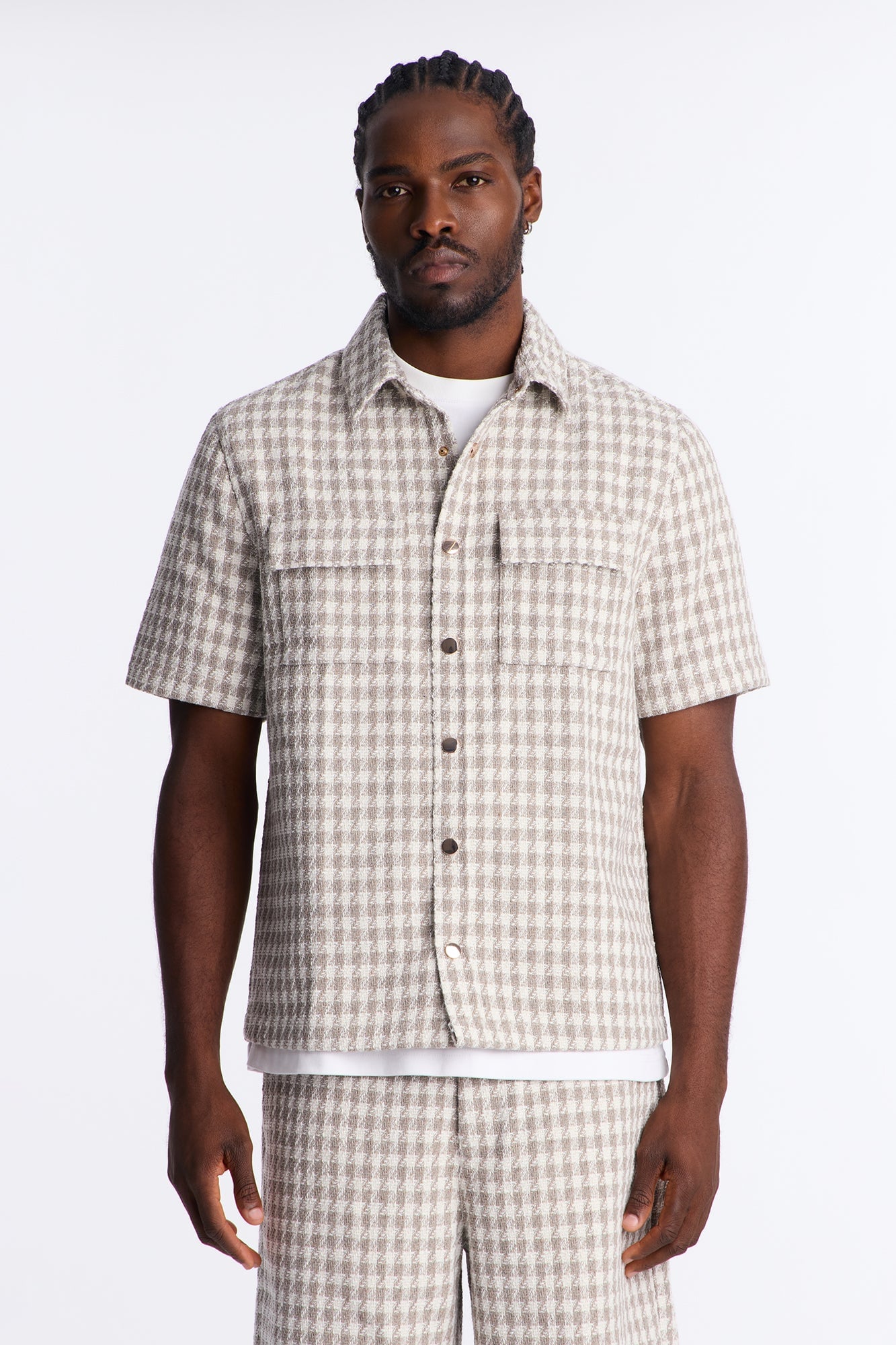 Ludlow Checkered Button Up Shirt - Taupe image 5