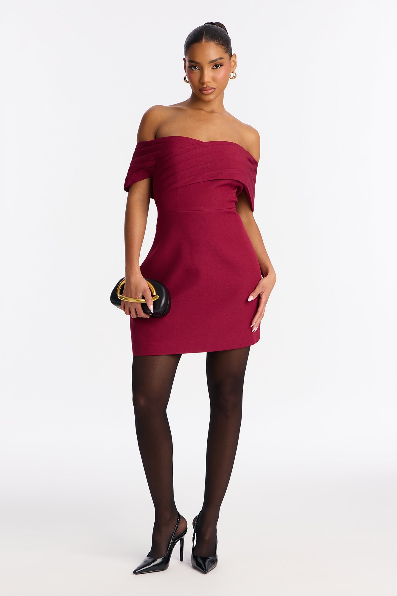 Koa Off Shoulder Mini Dress - Wine image 2