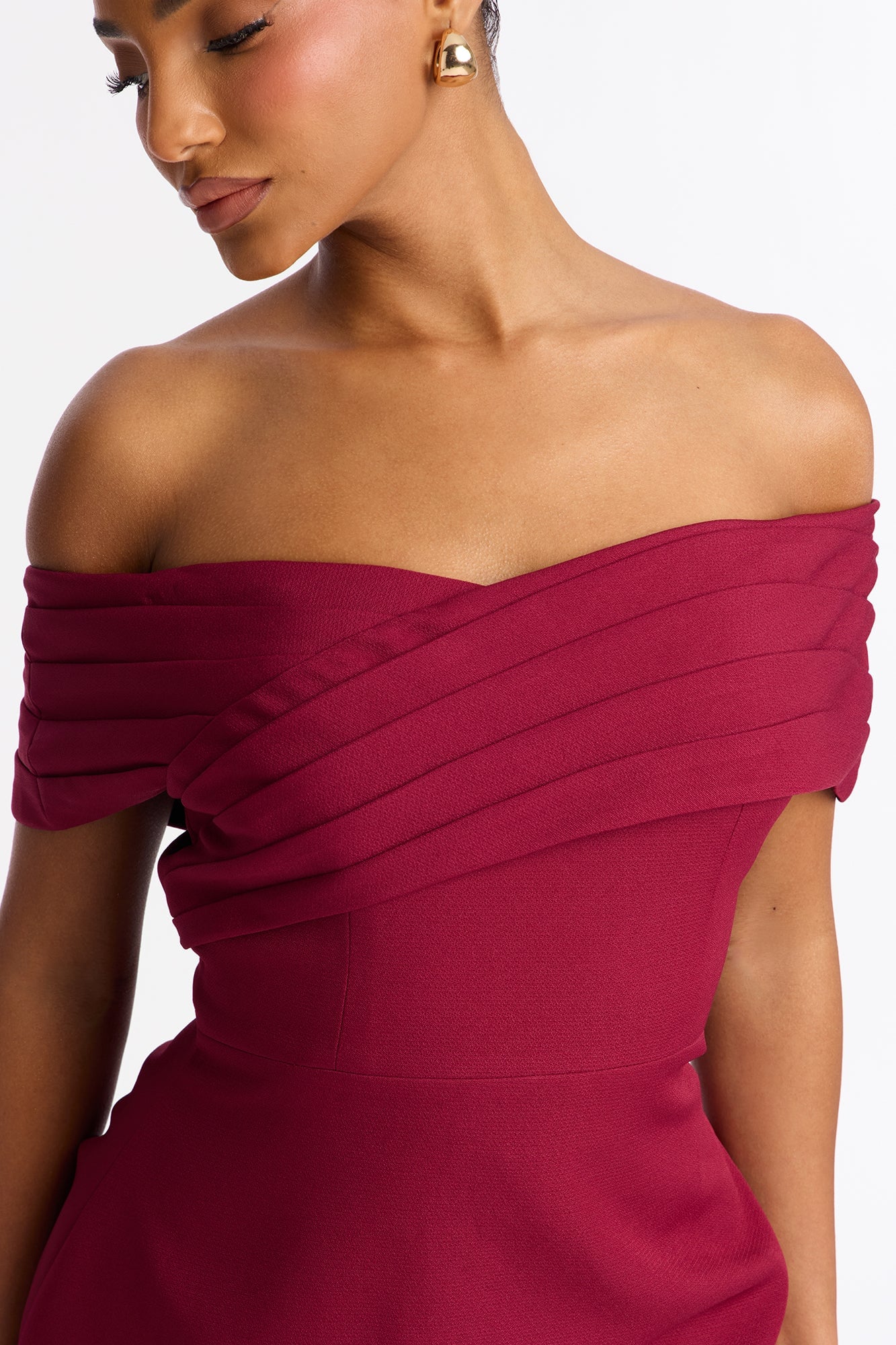 Koa Off Shoulder Mini Dress - Wine image 3