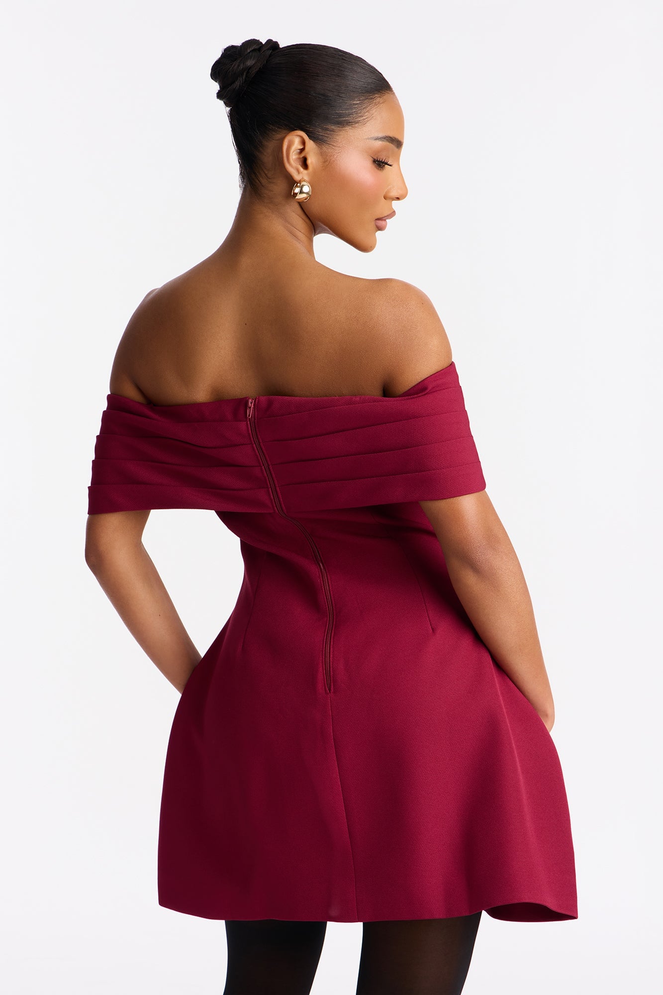 Koa Off Shoulder Mini Dress - Wine image 4