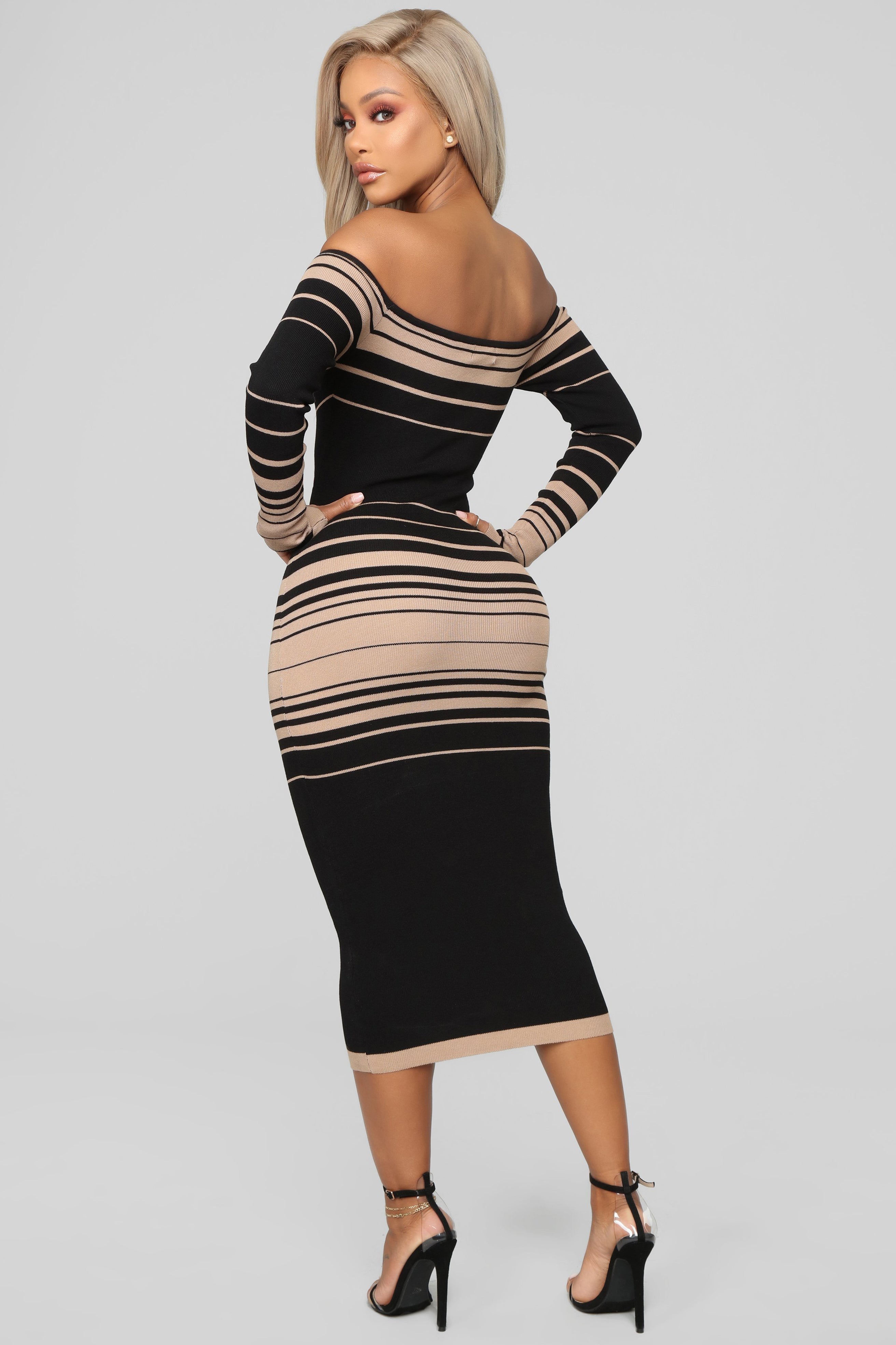 Catch Me Offline Sweater Dress - Black/Brown image 12