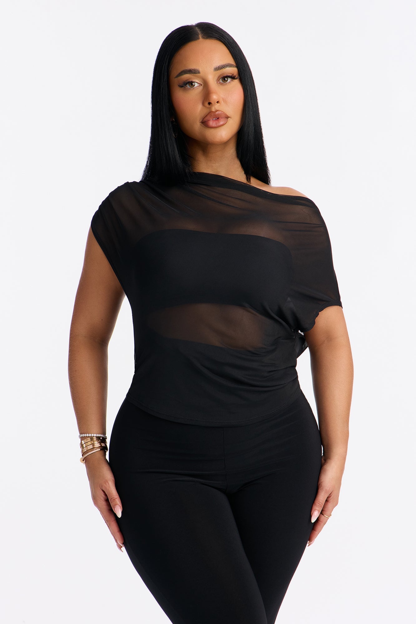 Breanna Mesh Capri Leg Jumpsuit - Black image 5