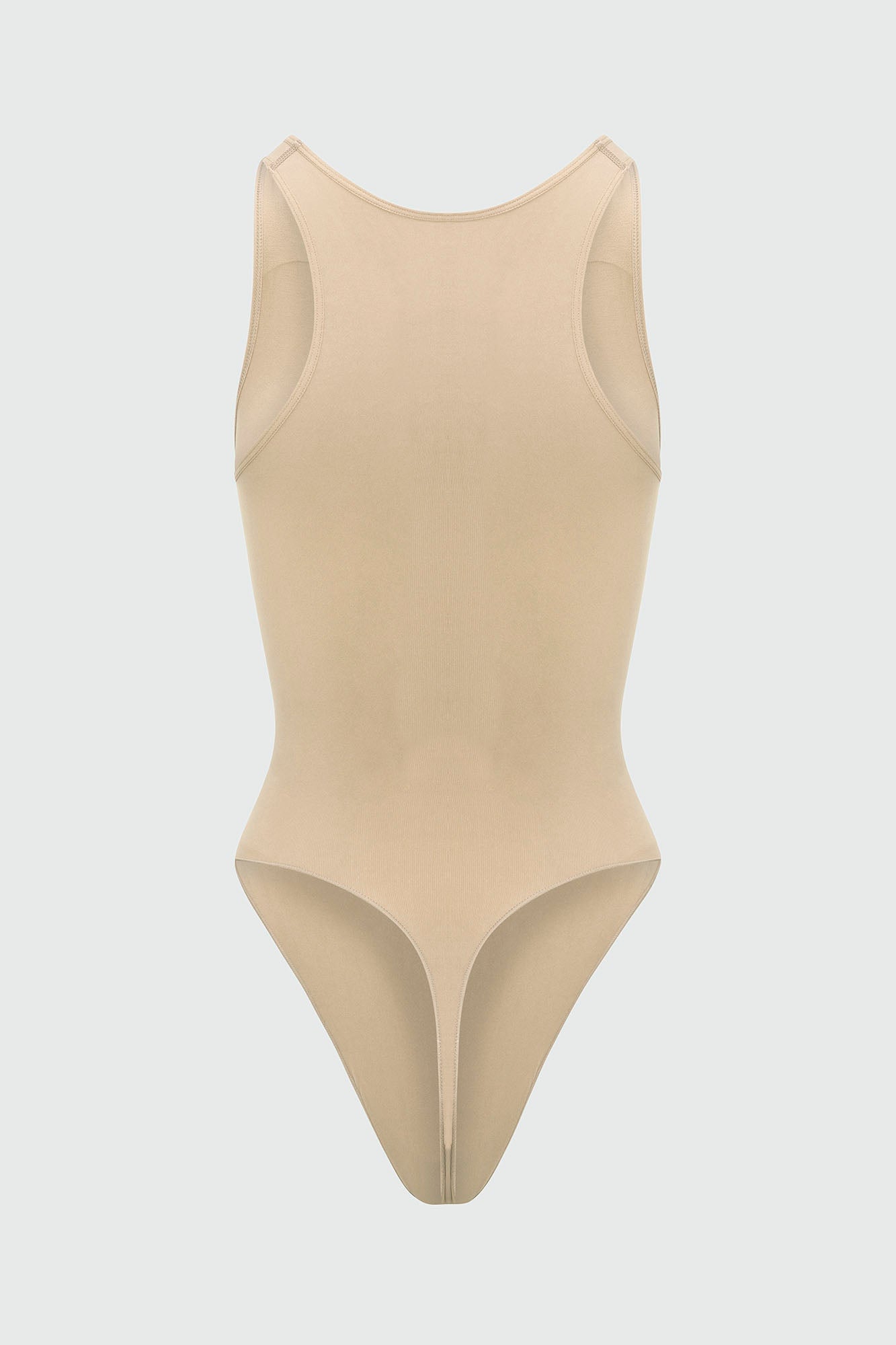 Dress Sculpt Seamless Strong Compression Scoop Neck Thong Bodysuit - Sand image 12