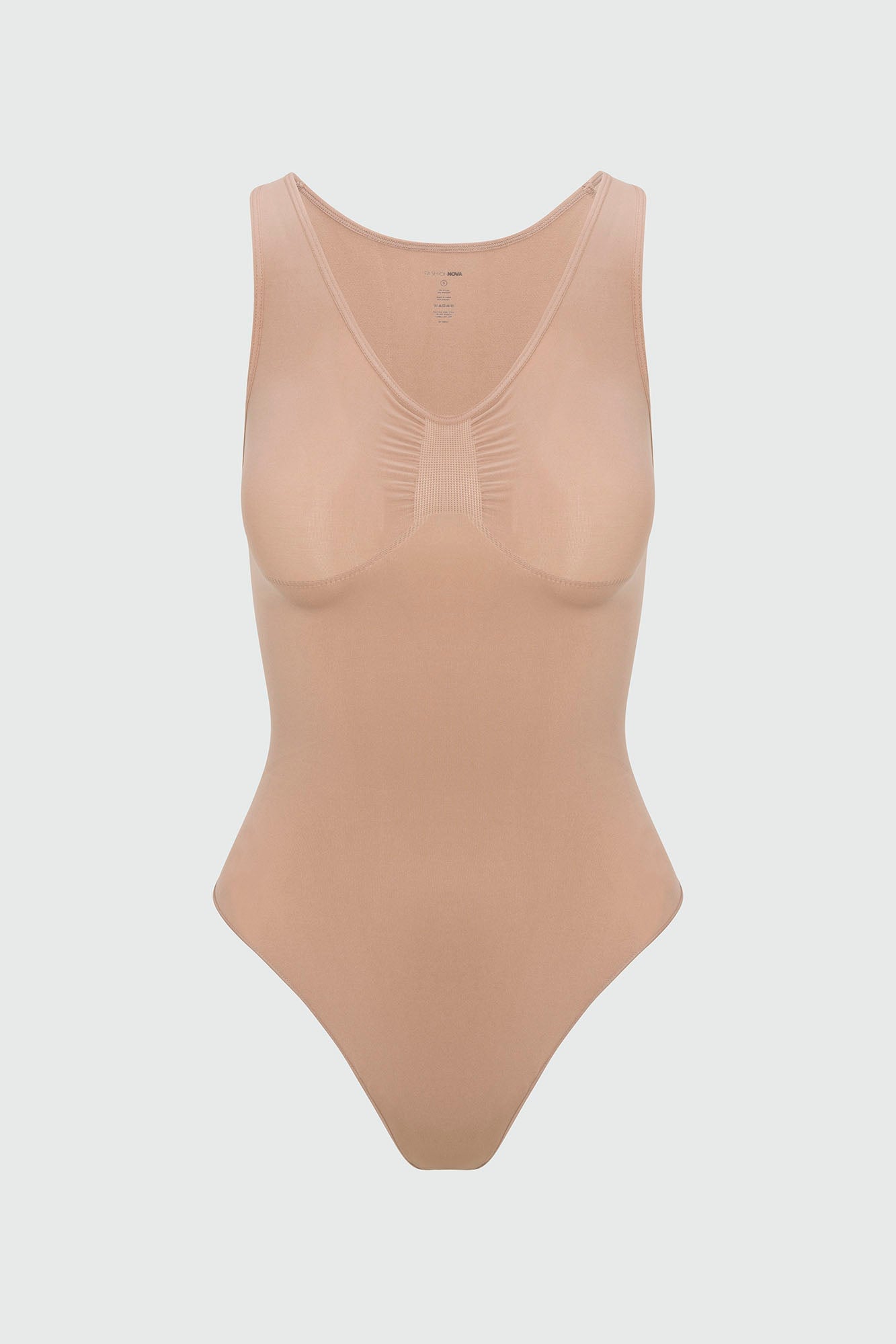 Dress Sculpt Seamless Strong Compression Scoop Neck Thong Bodysuit - Nude image 11