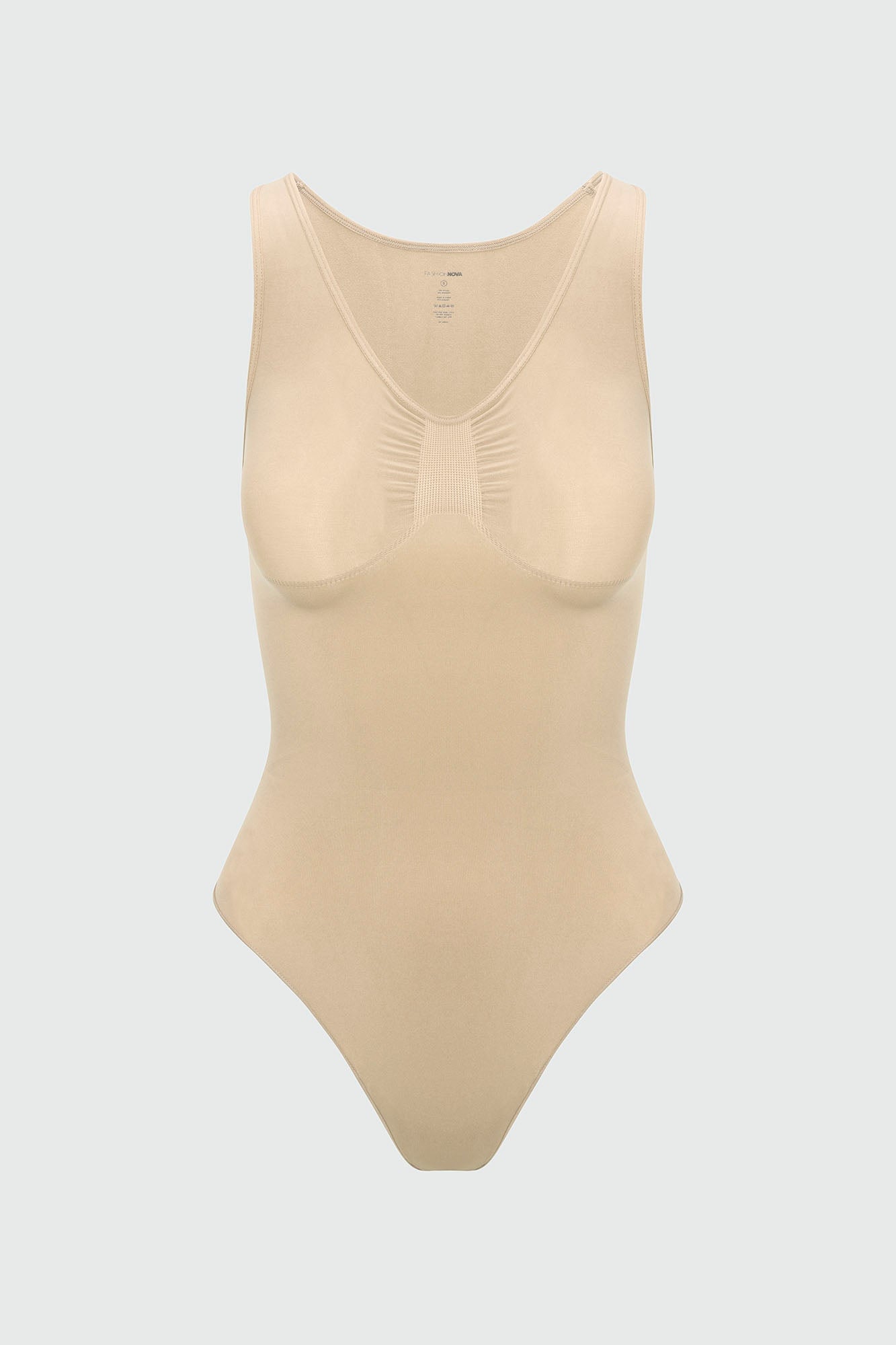 Dress Sculpt Seamless Strong Compression Scoop Neck Thong Bodysuit - Sand image 11