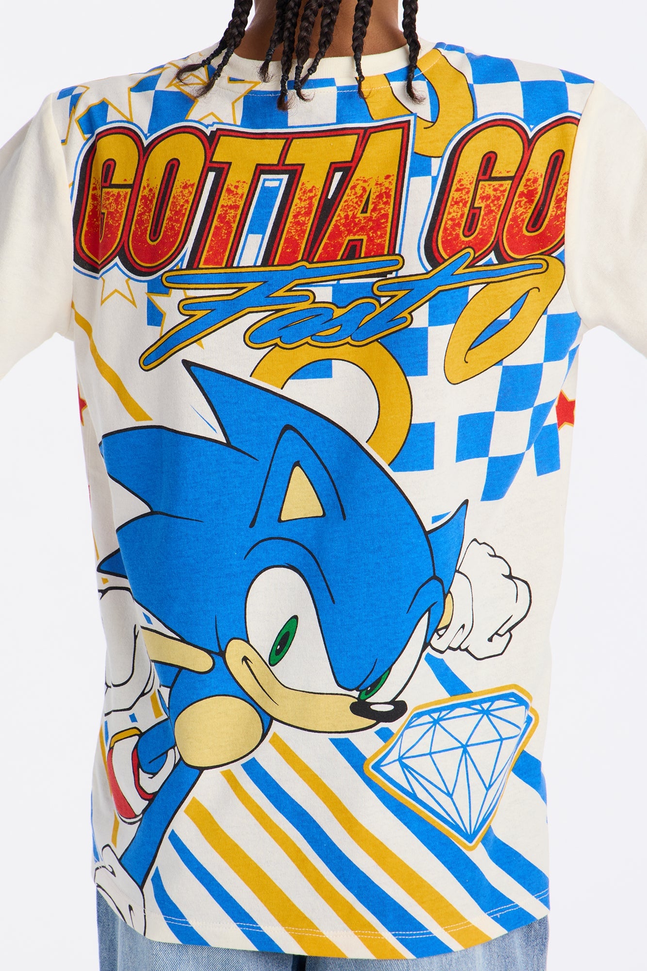 Mini Sonic Gotta Go Fast Oversized Front/Back Short Sleeve Tee - Ivory image 4