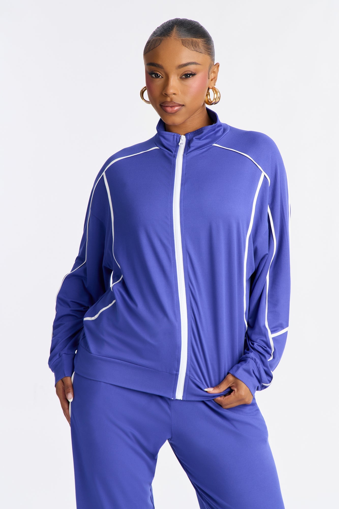 Lined Up Zip Up Hoodie - Royal image 4